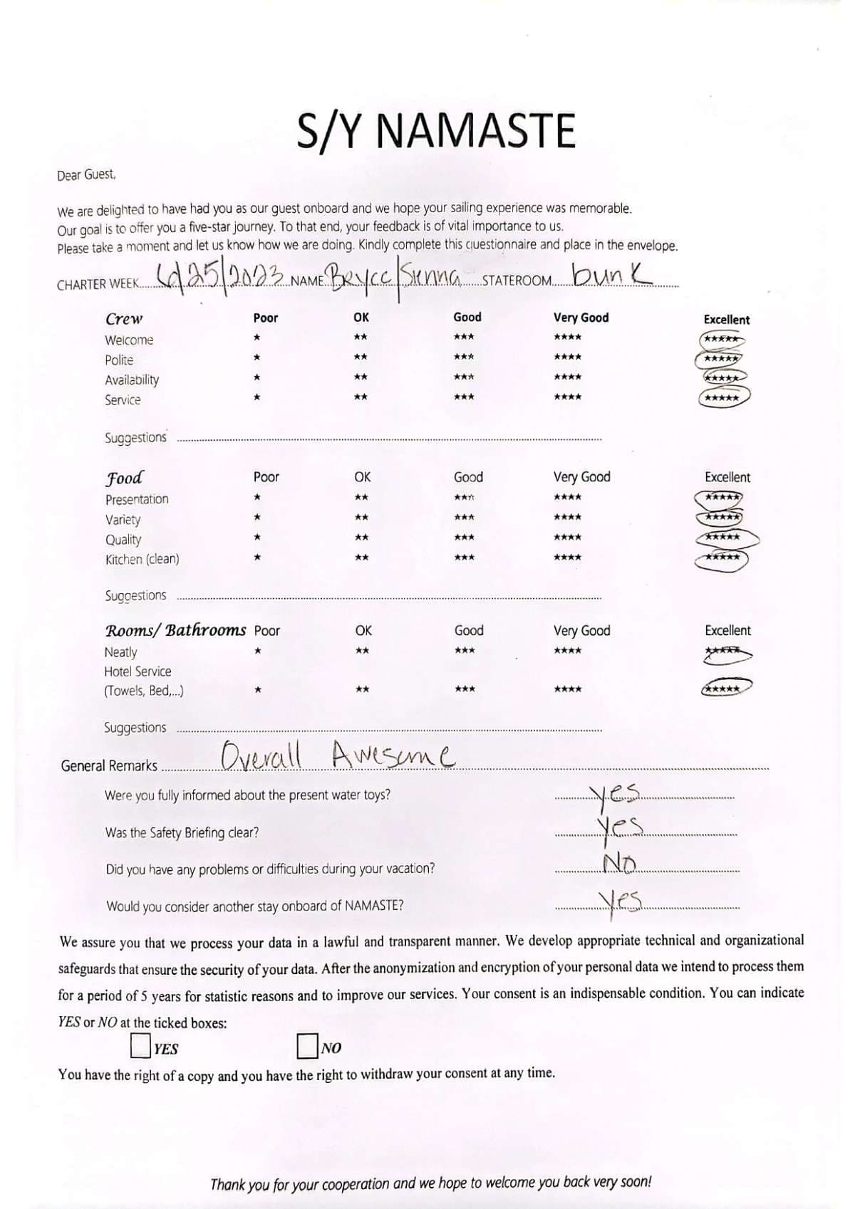 NAMASTE (SAMANA) guest review