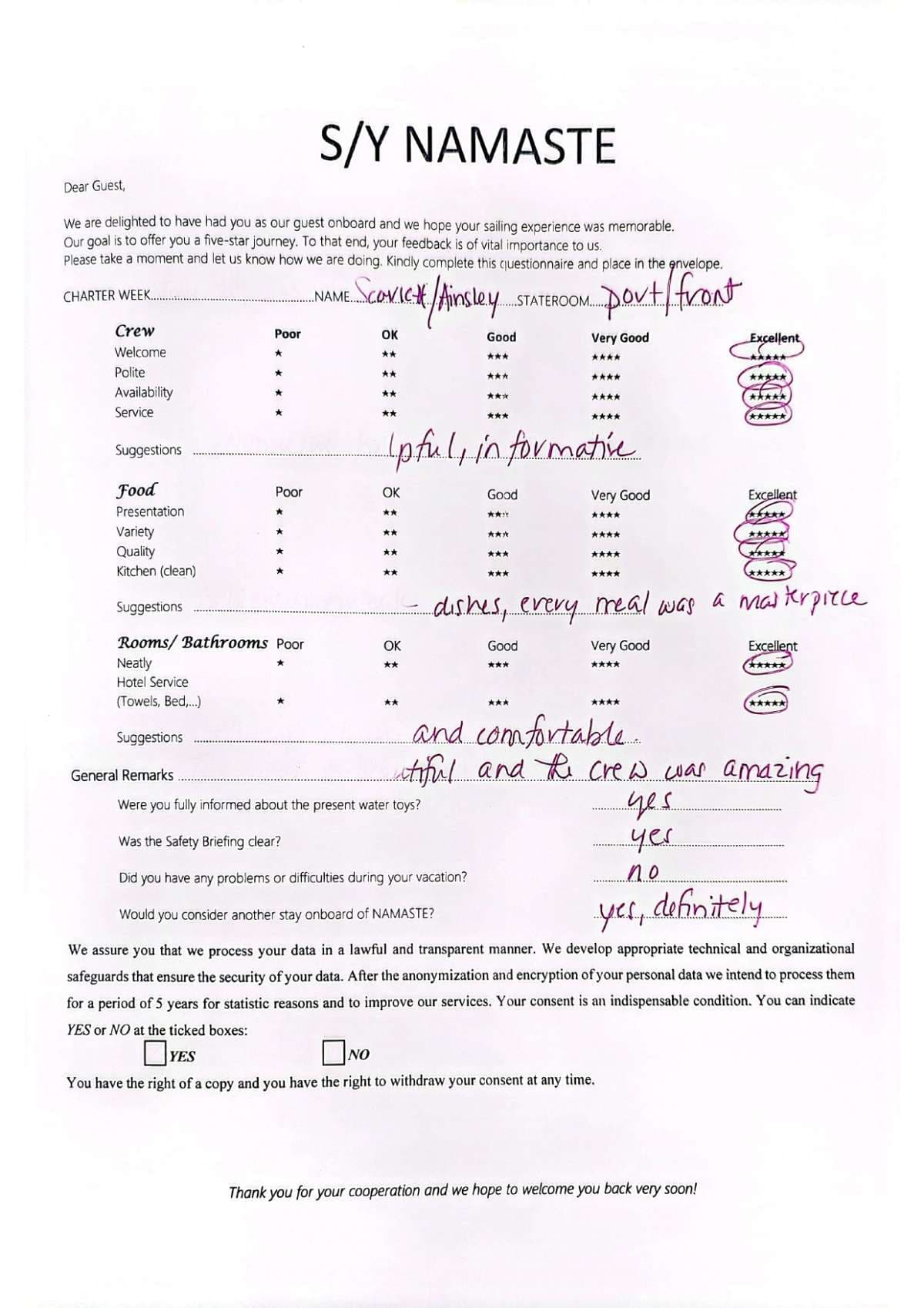 NAMASTE (SAMANA) guest review