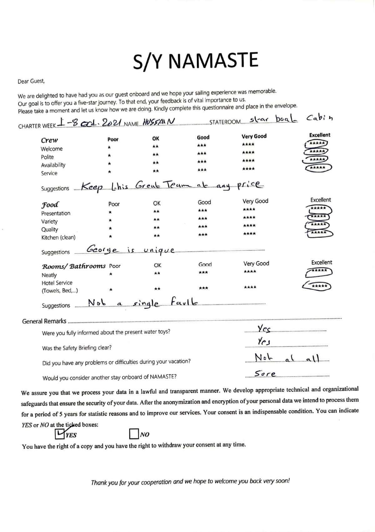 NAMASTE (SAMANA) guest review
