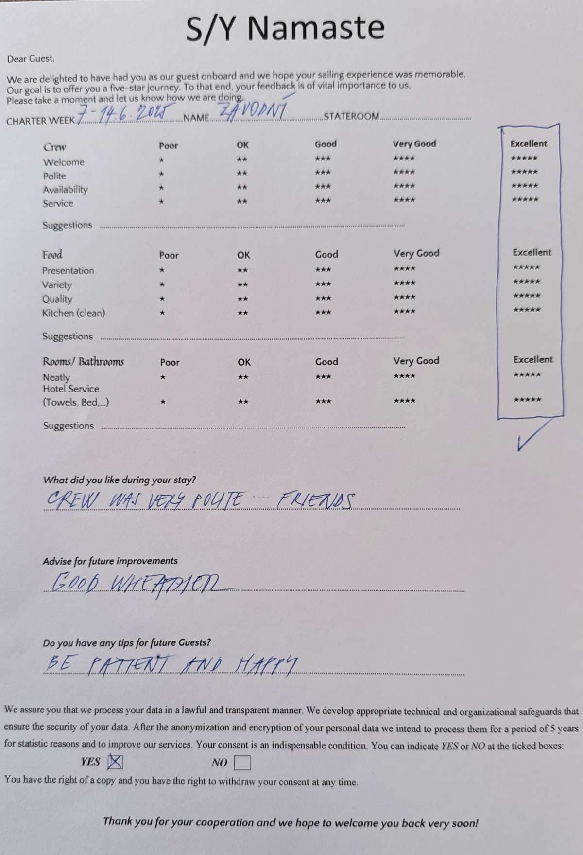 NAMASTE (SAMANA) guest review