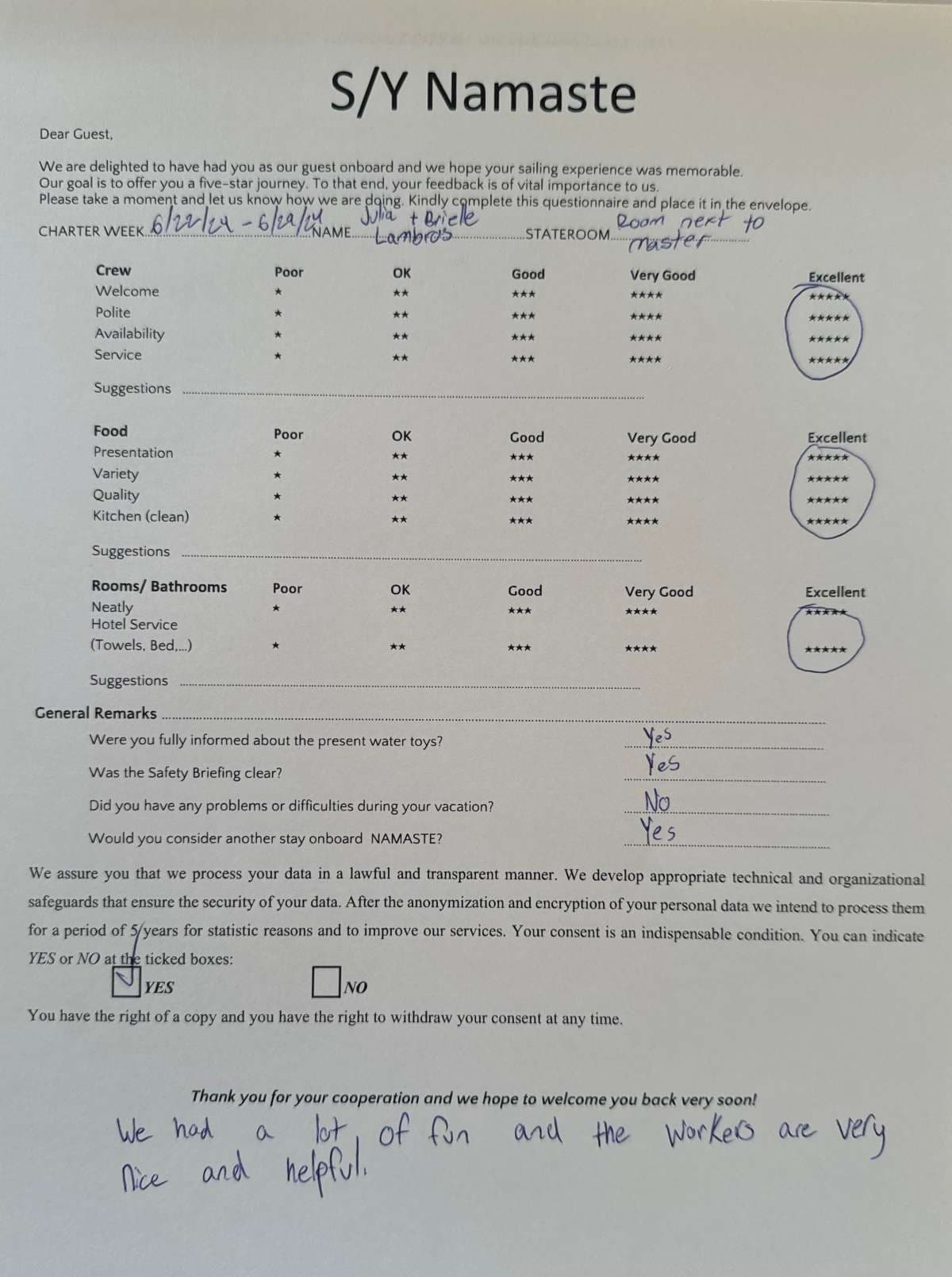 NAMASTE (SAMANA) guest review