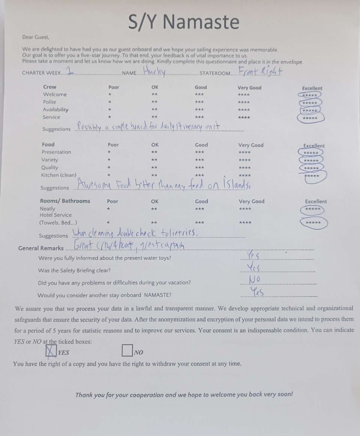 NAMASTE (SAMANA) guest review