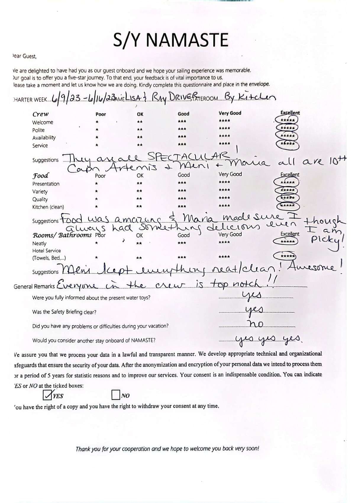 NAMASTE (SAMANA) guest review