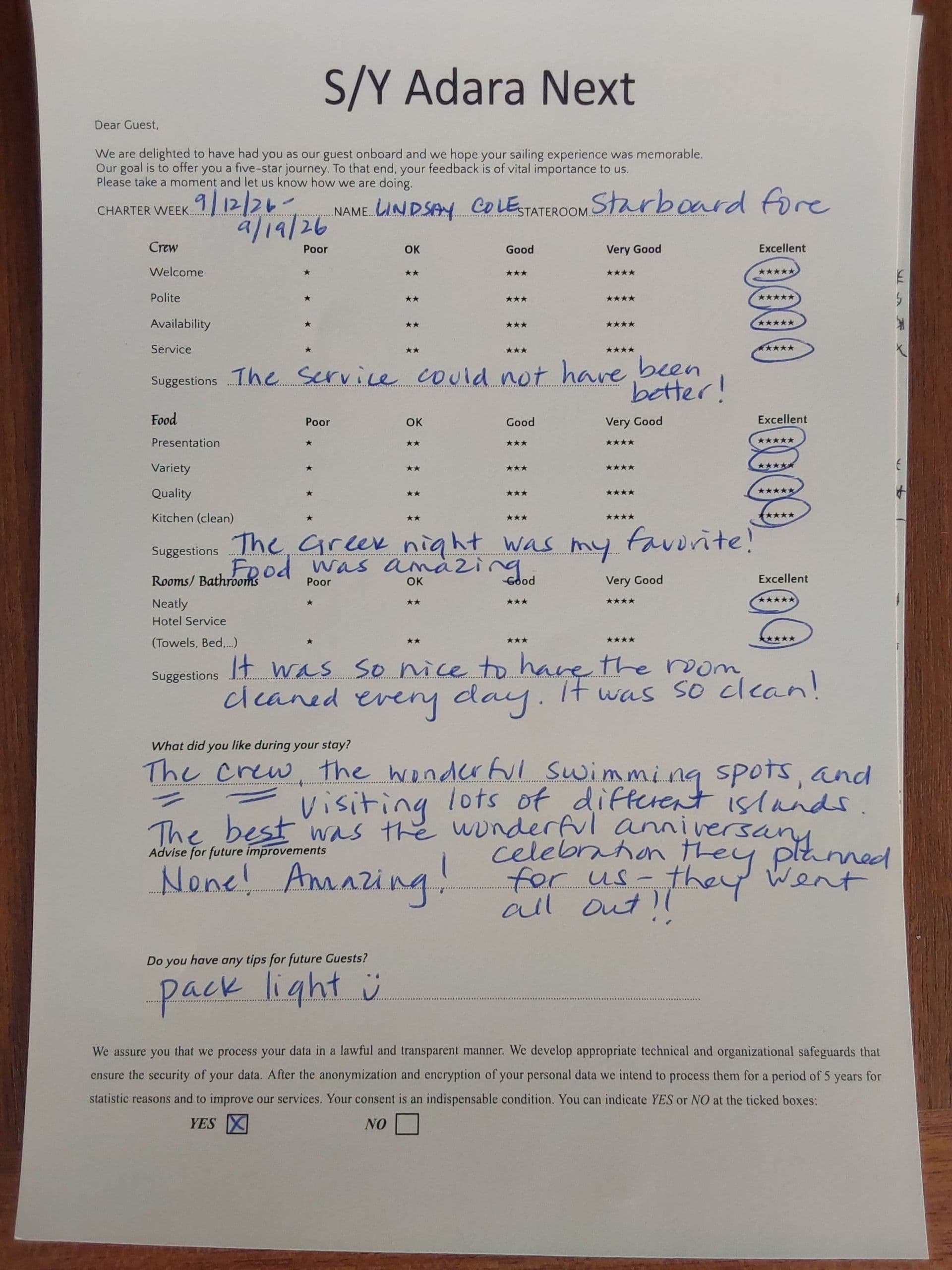 ADARA NEXT guest review
