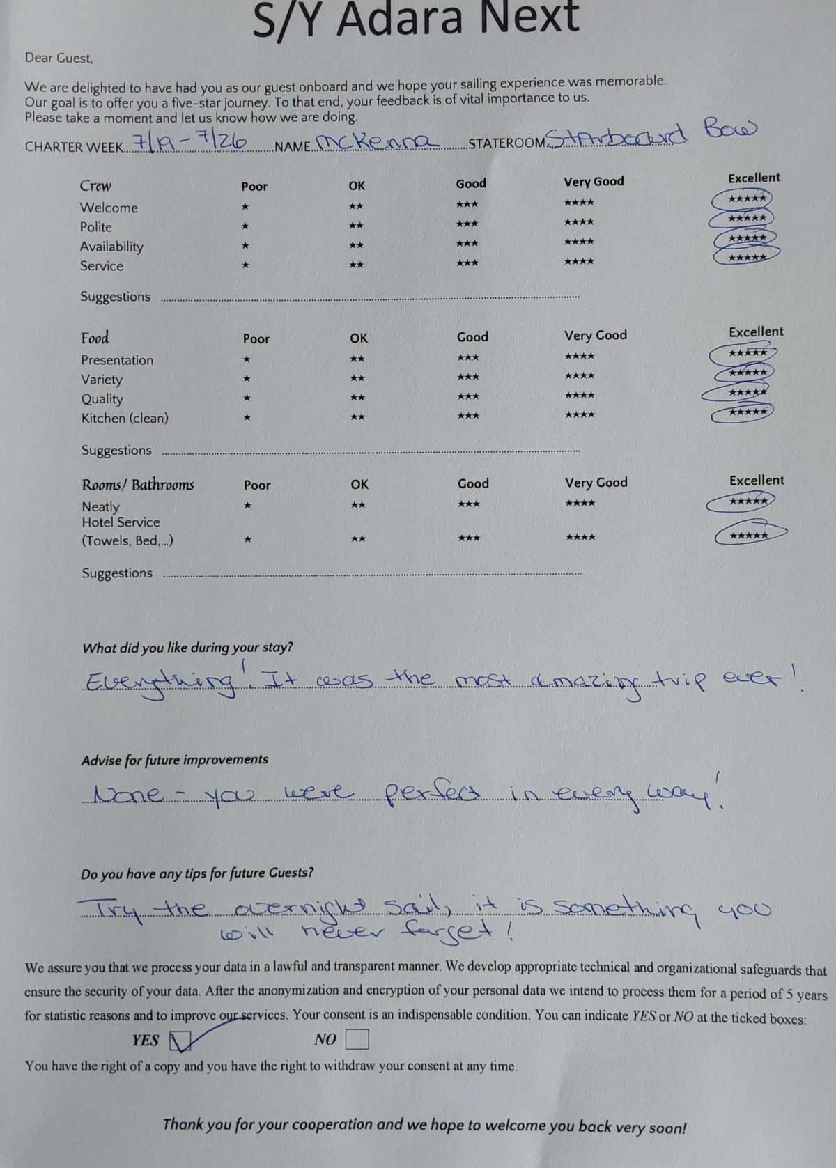 ADARA NEXT guest review