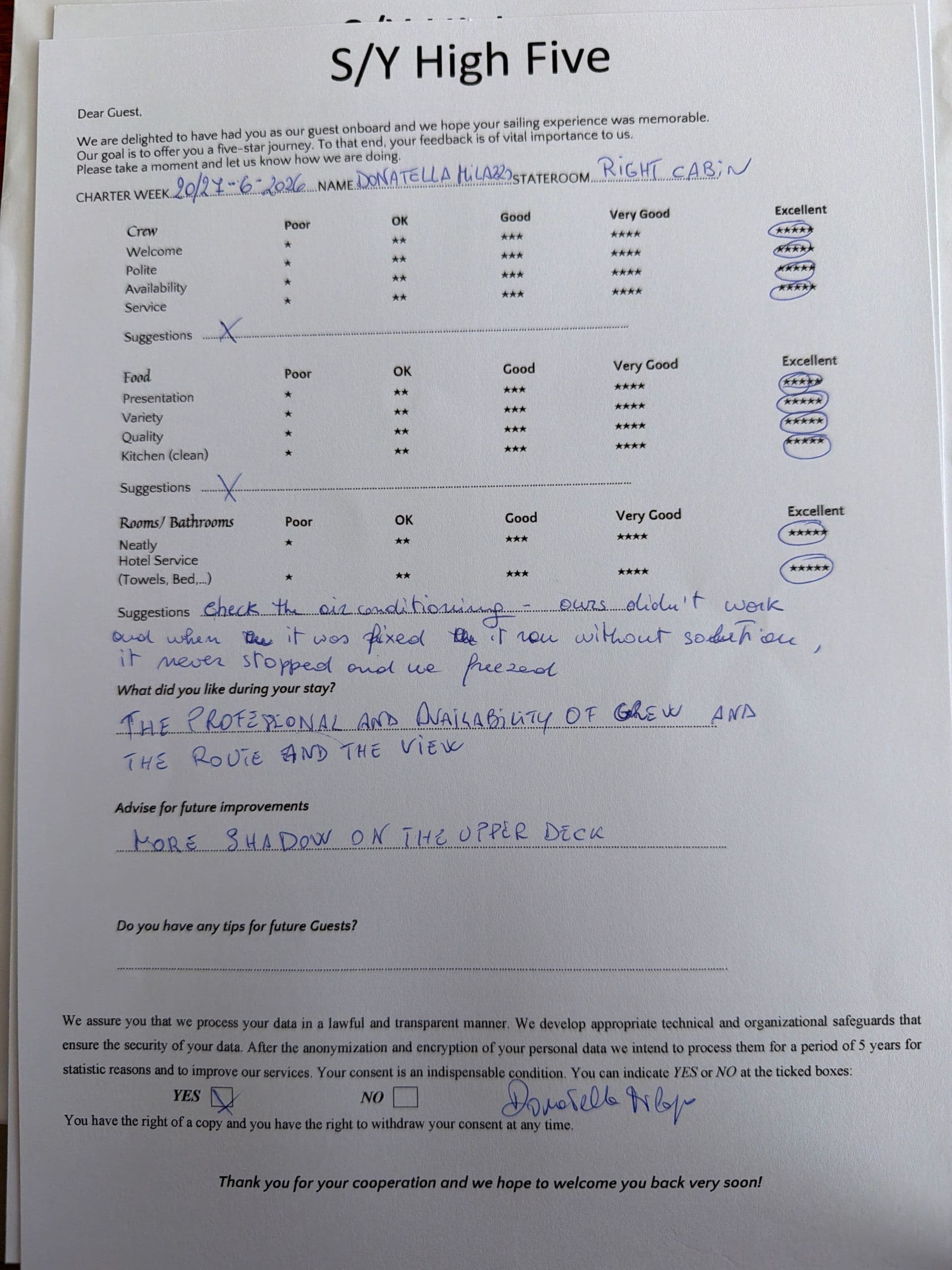 HIGH FIVE guest review