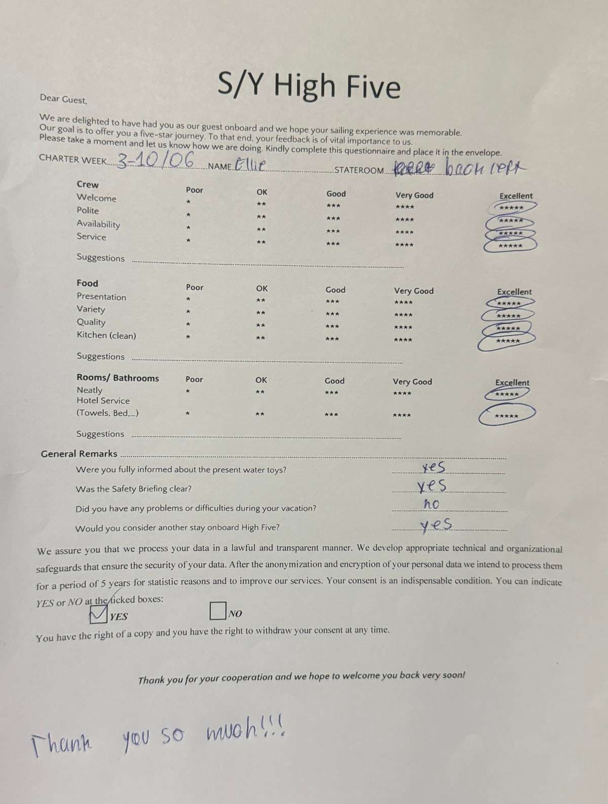 HIGH FIVE guest review