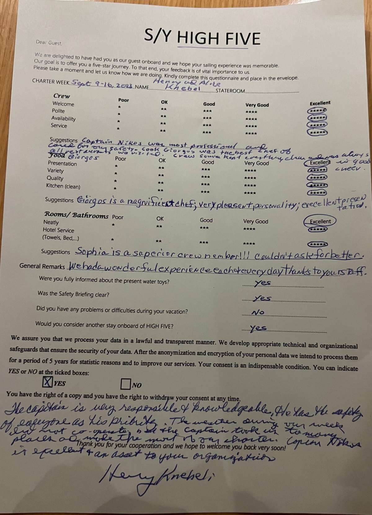 HIGH FIVE guest review