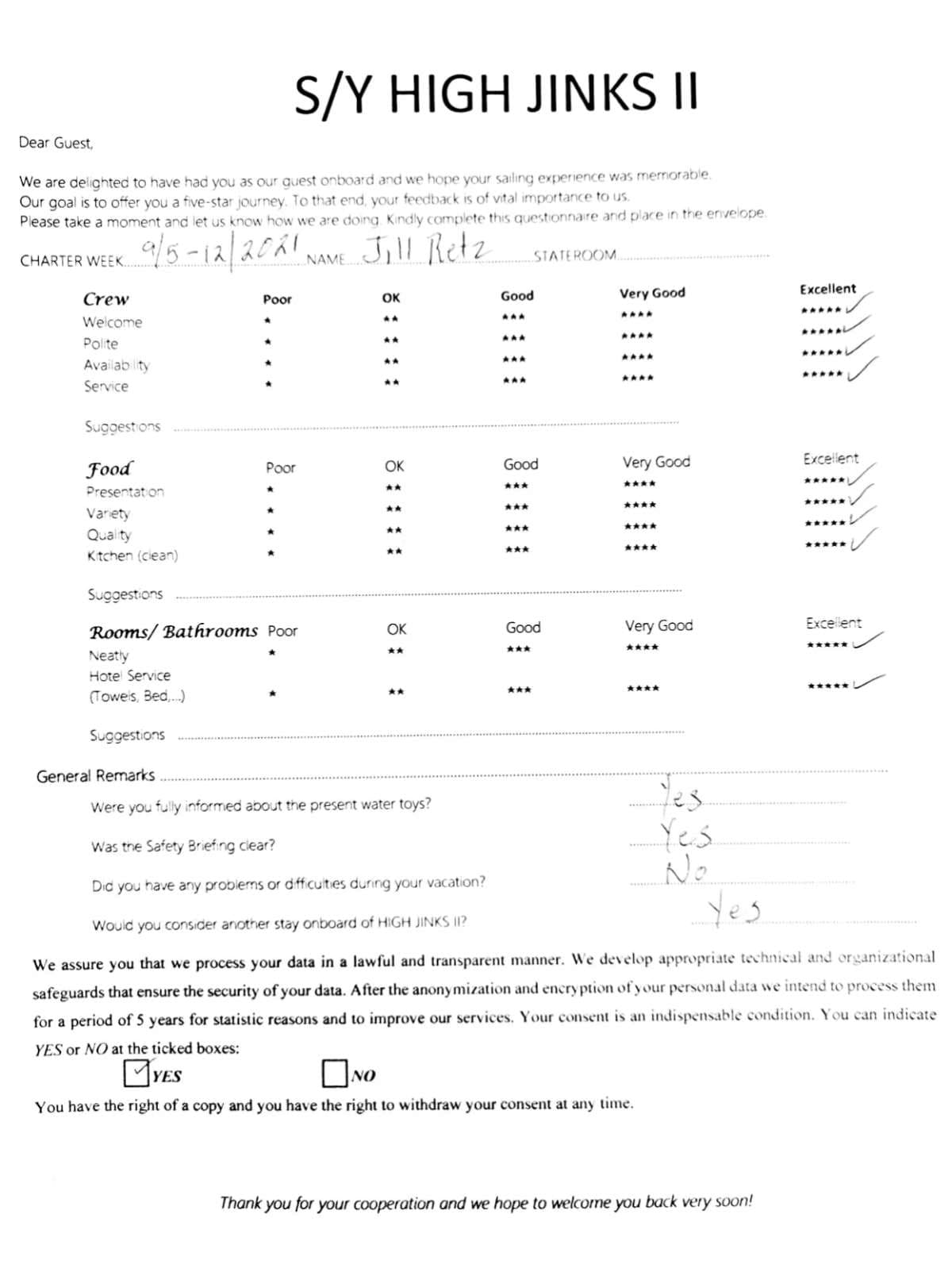 HIGH FIVE guest review