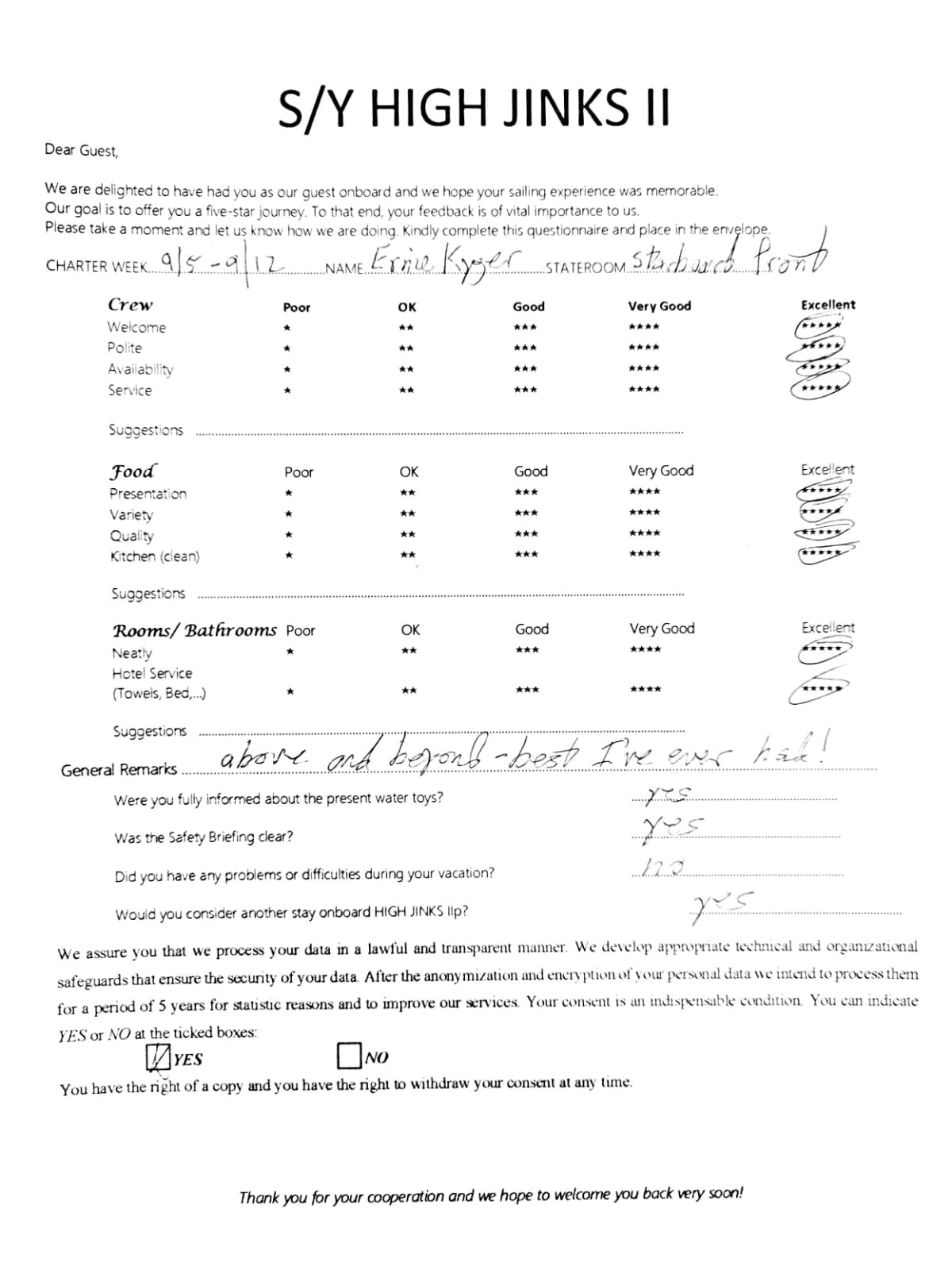 HIGH FIVE guest review
