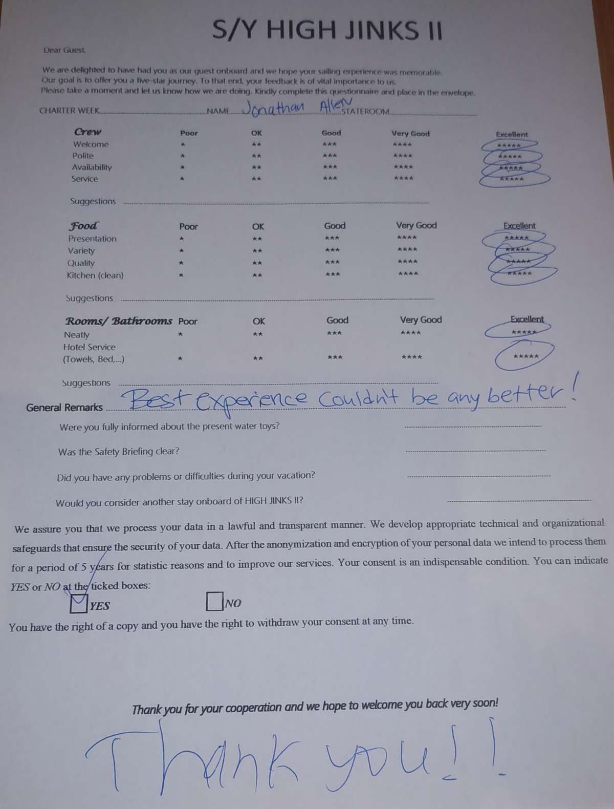 HIGH FIVE guest review