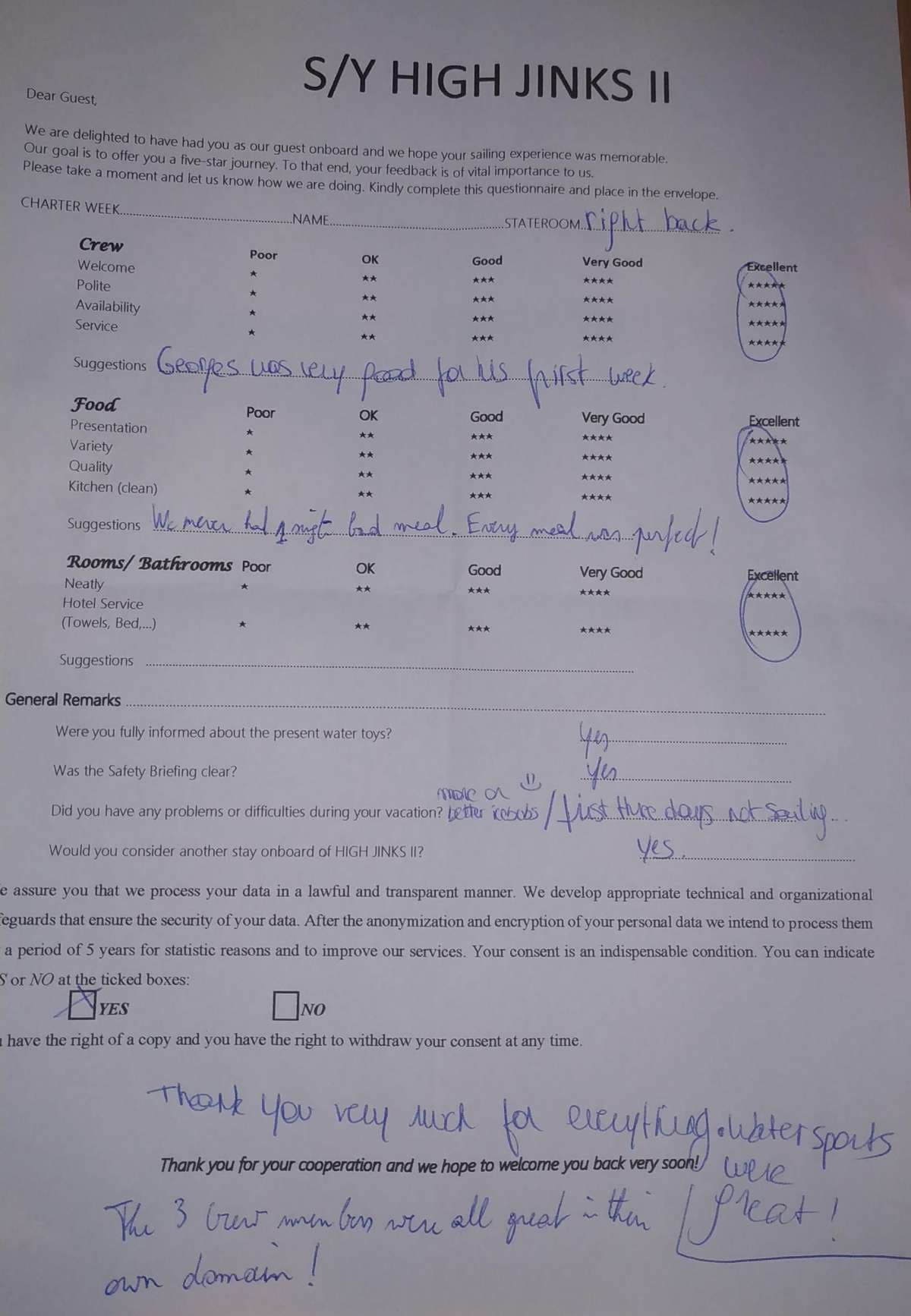 HIGH FIVE guest review