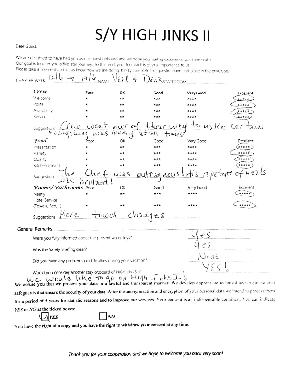 HIGH FIVE guest review