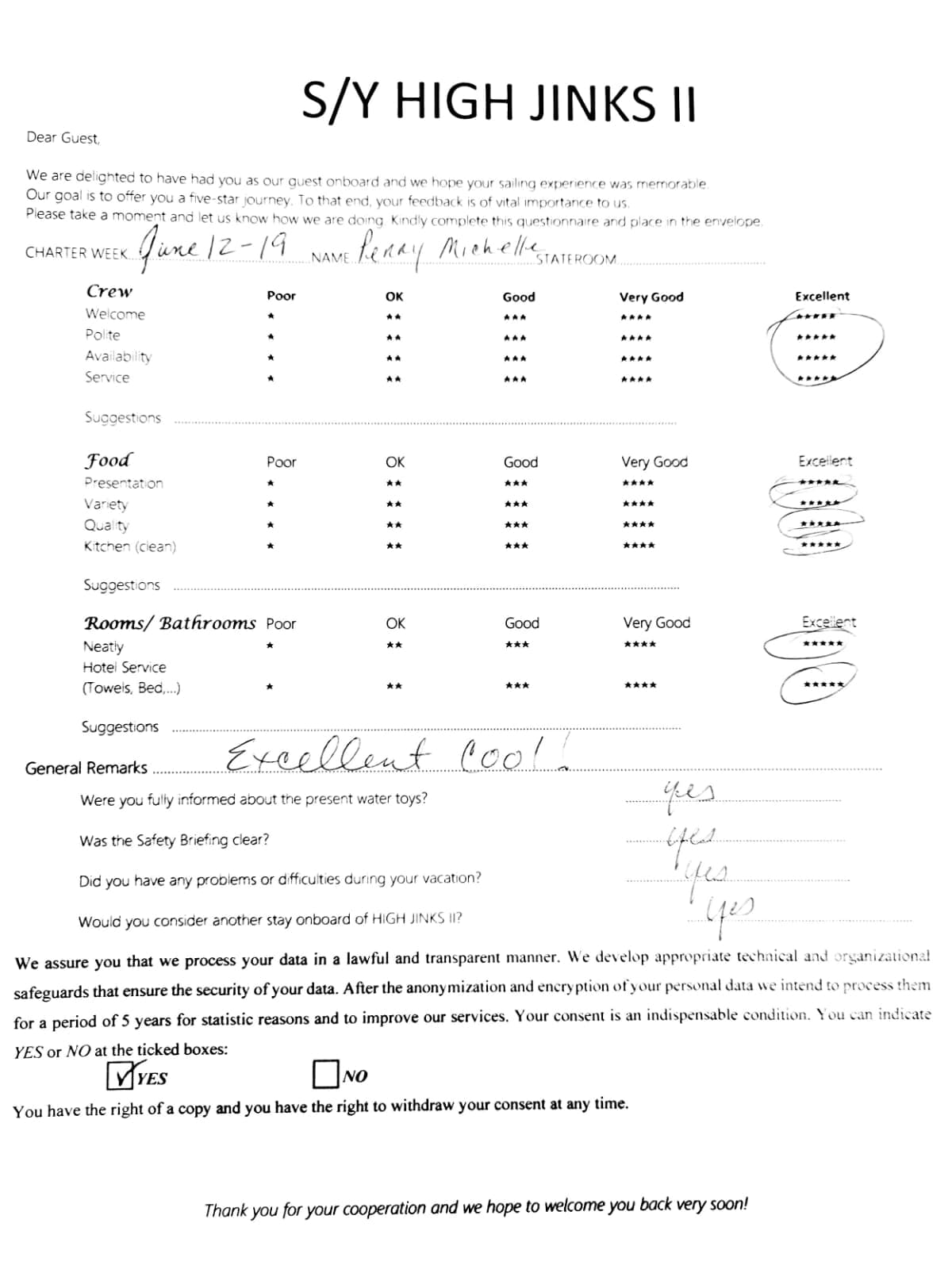 HIGH FIVE guest review