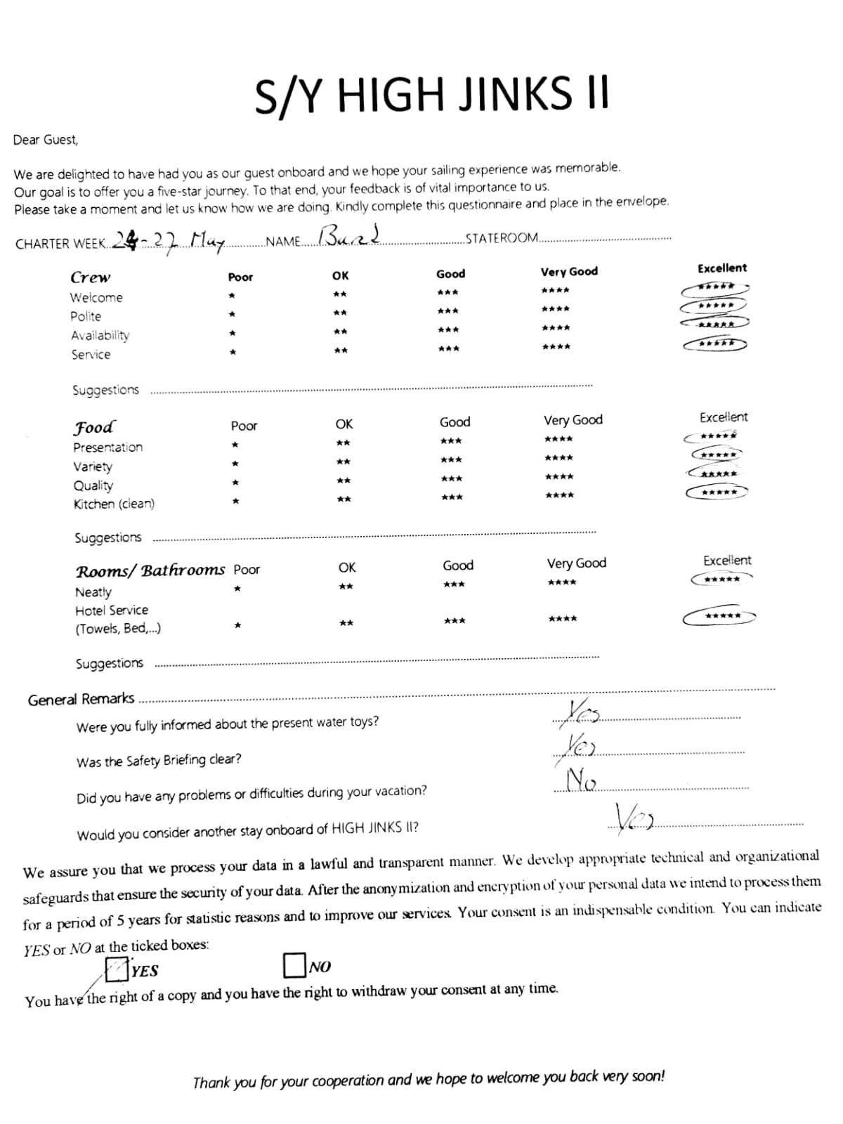 HIGH FIVE guest review