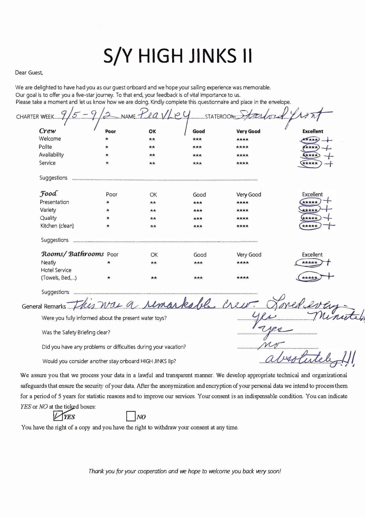 HIGH FIVE guest review