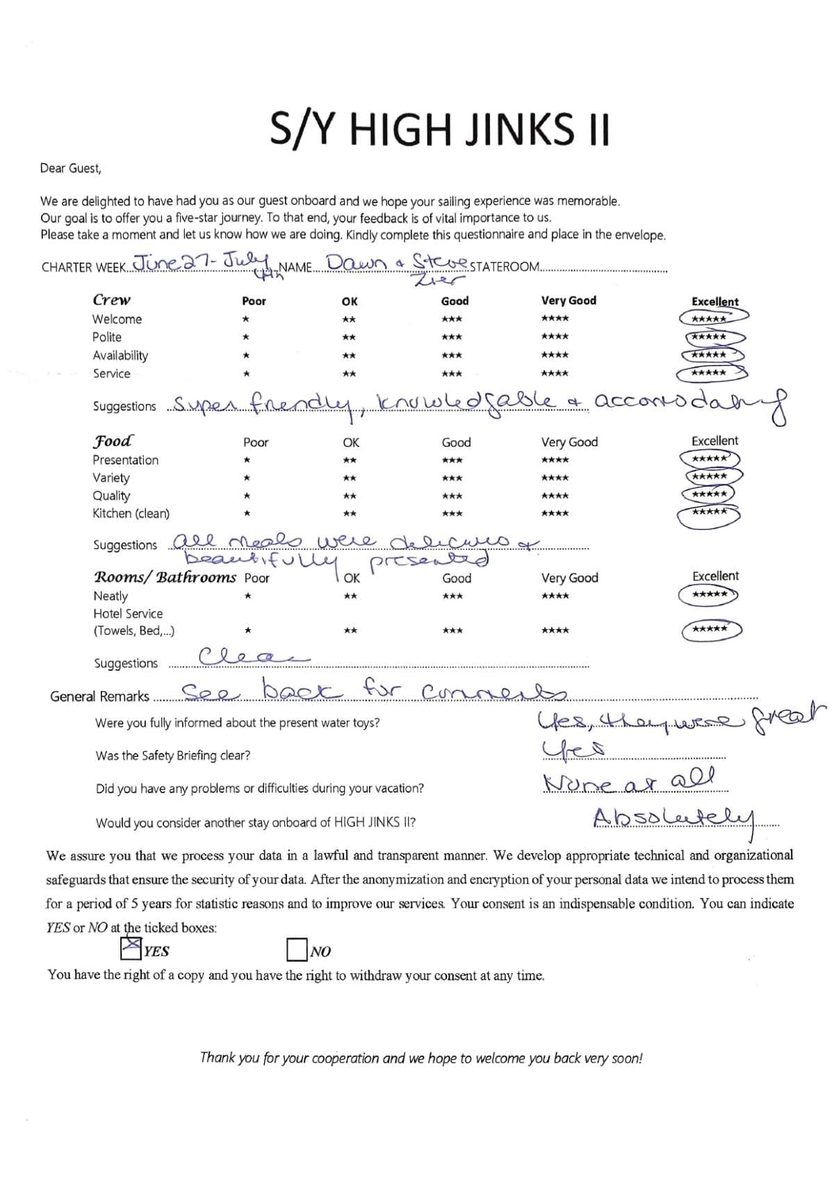 HIGH FIVE guest review