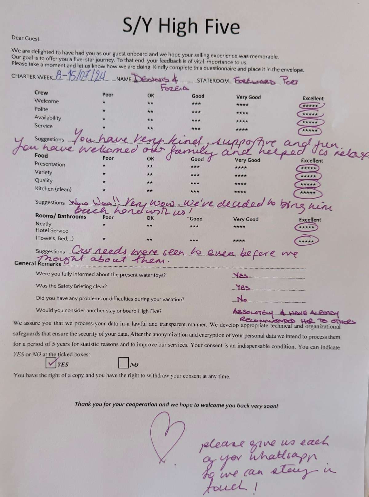 HIGH FIVE guest review