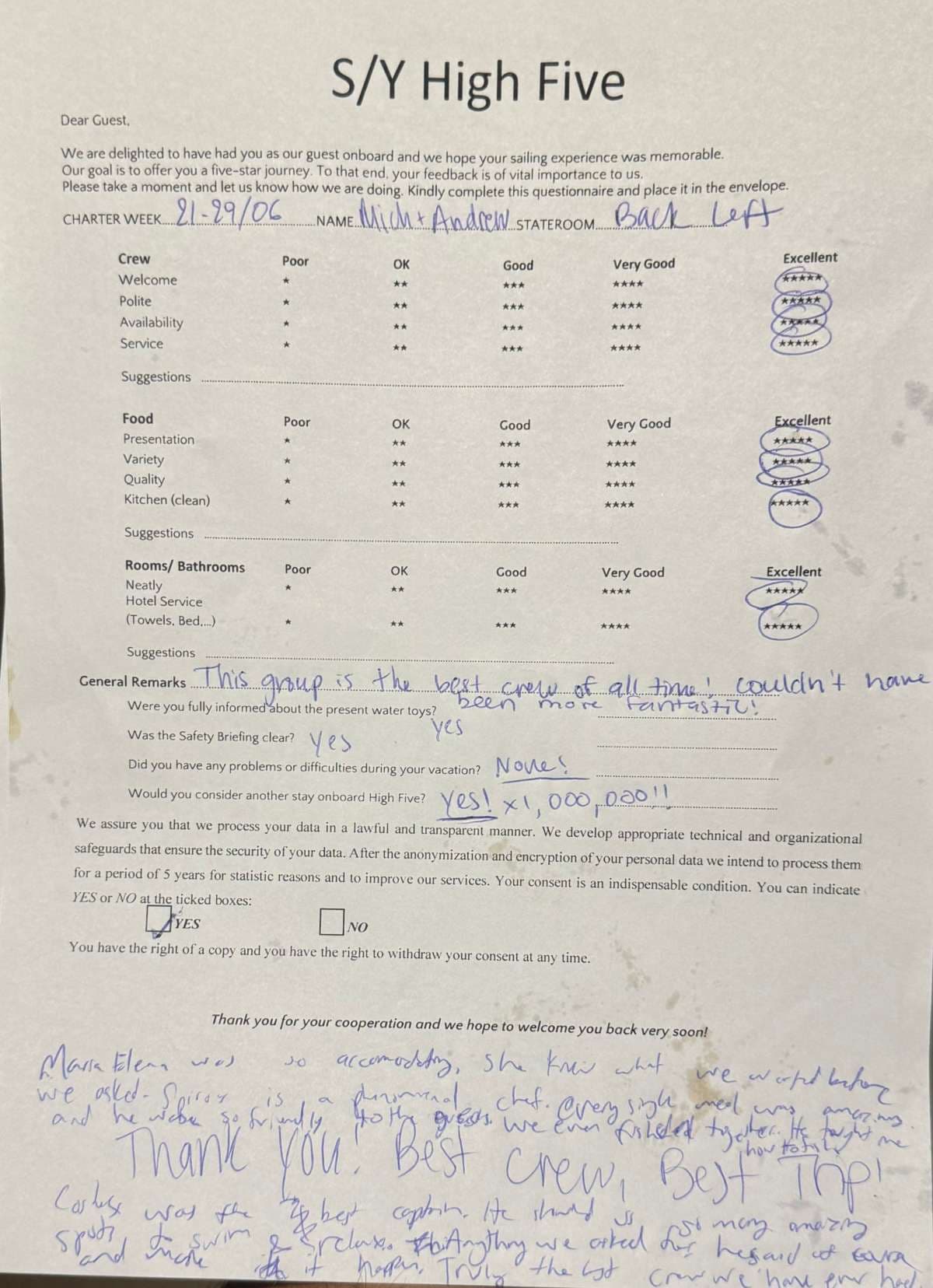 HIGH FIVE guest review