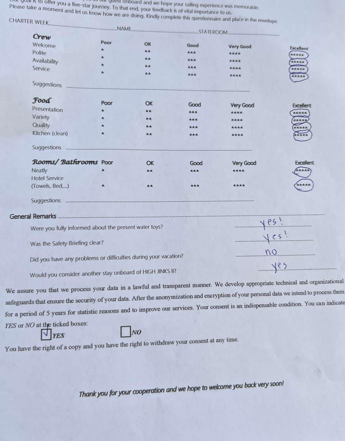 HIGH FIVE guest review