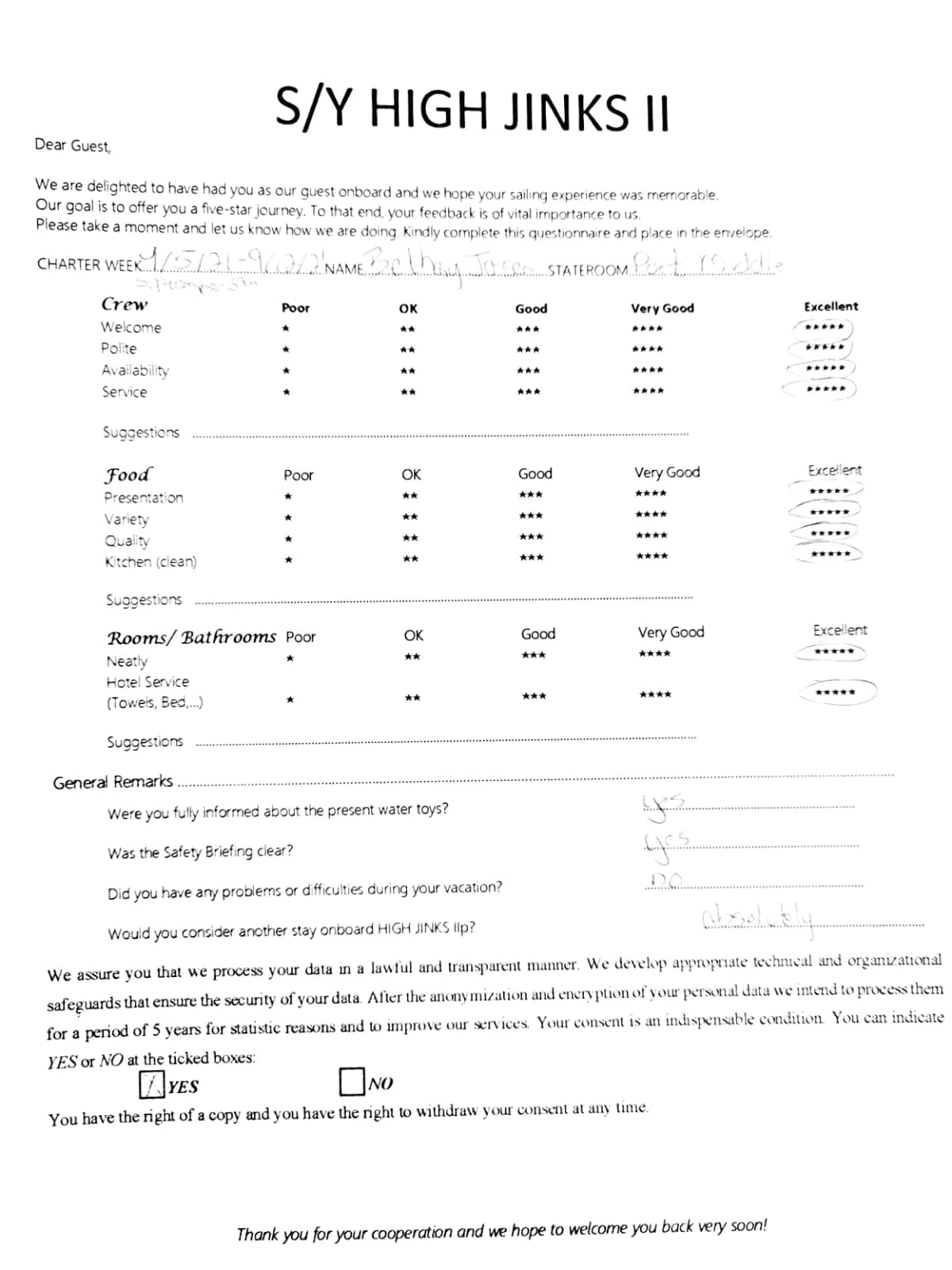 HIGH FIVE guest review