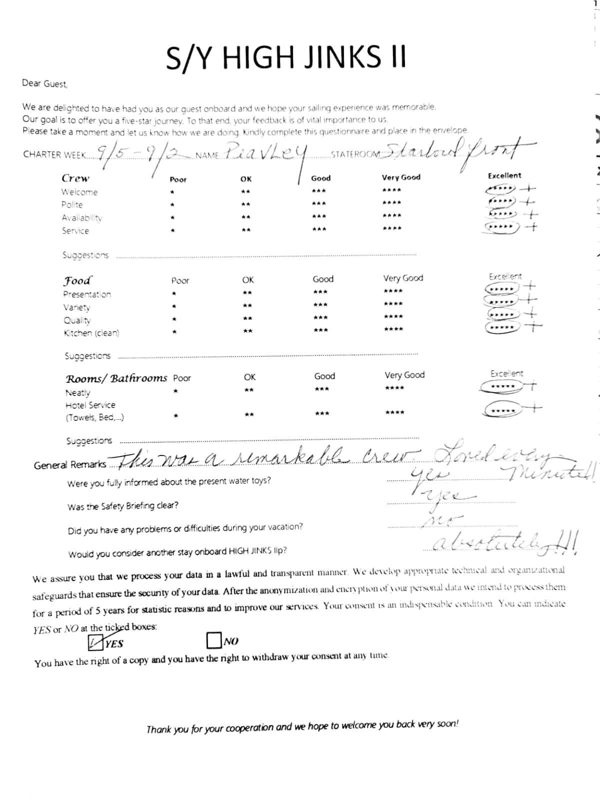 HIGH FIVE guest review