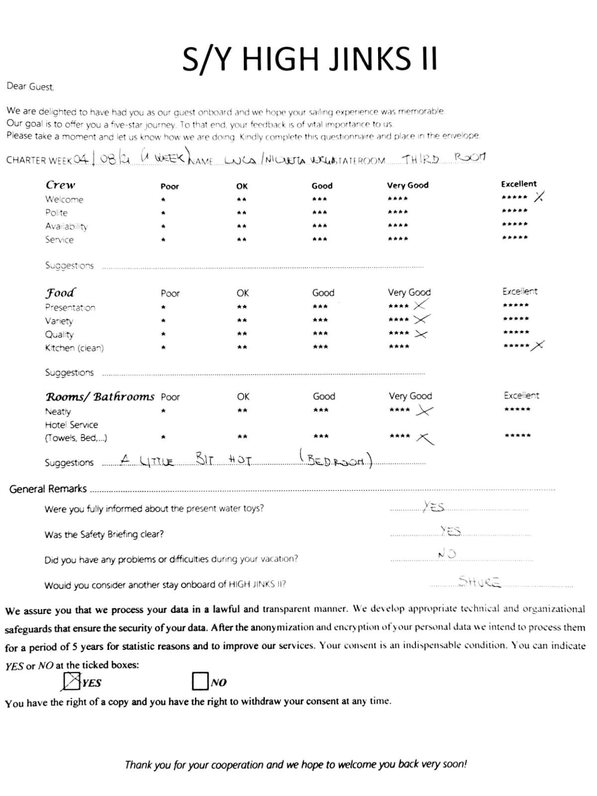 HIGH FIVE guest review