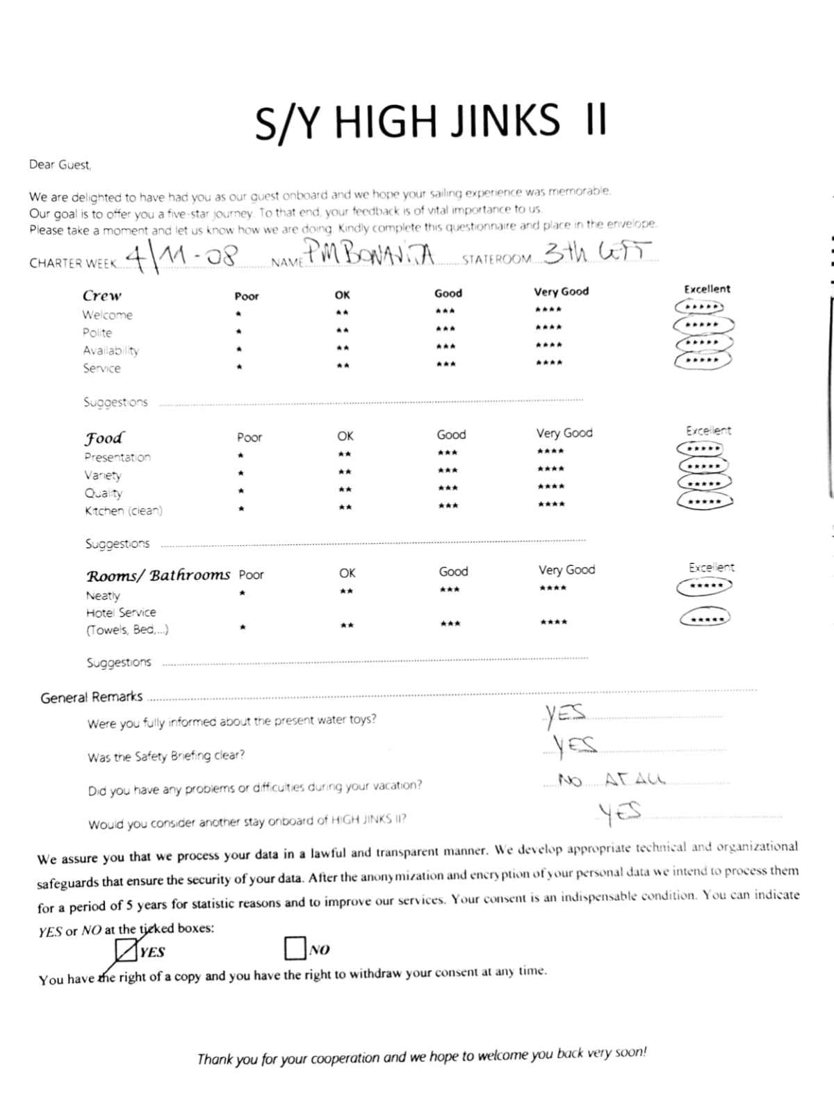 HIGH FIVE guest review