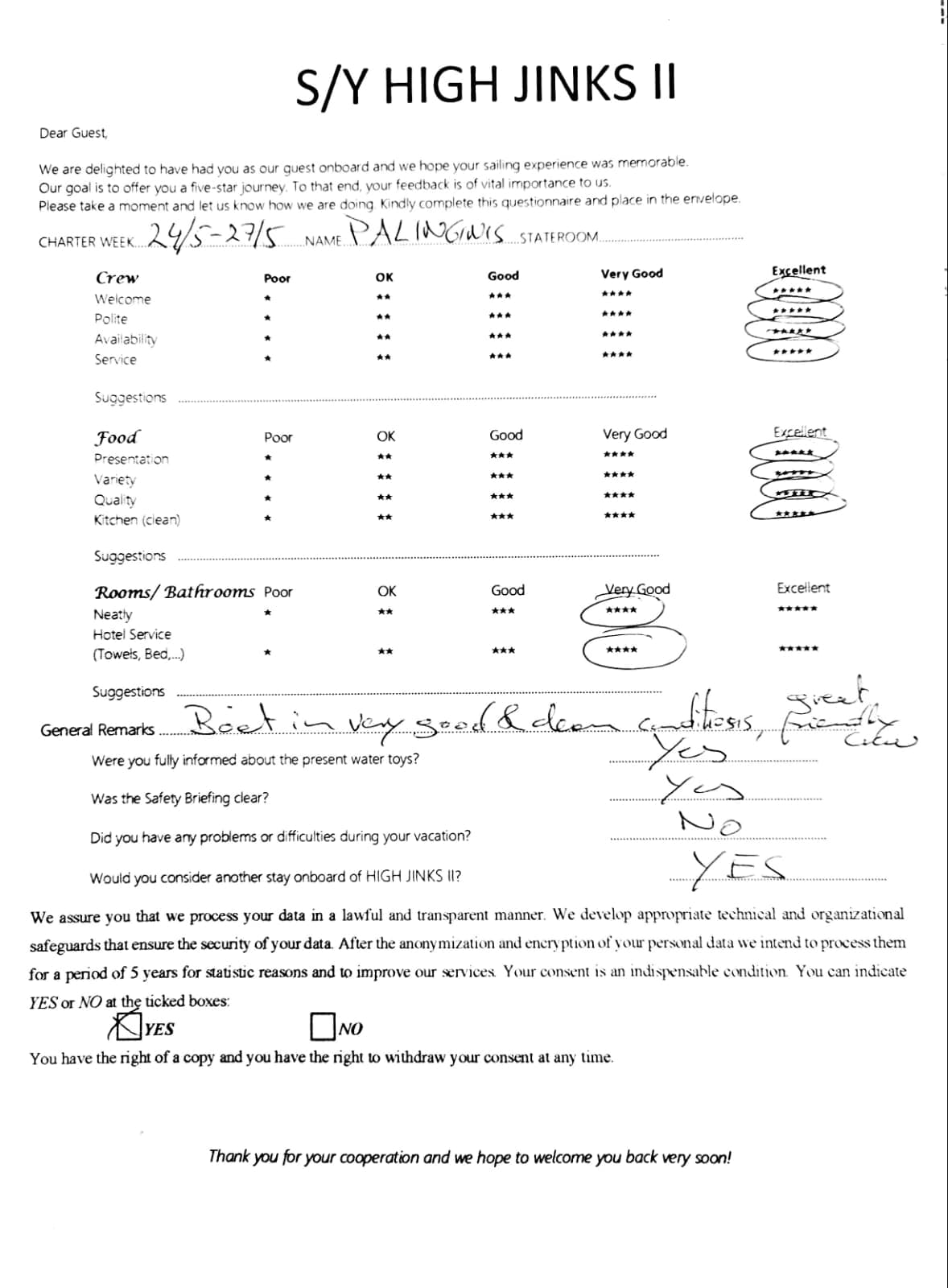HIGH FIVE guest review