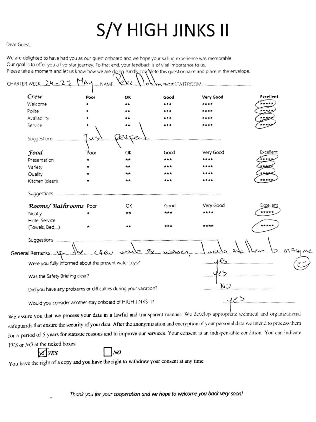 HIGH FIVE guest review