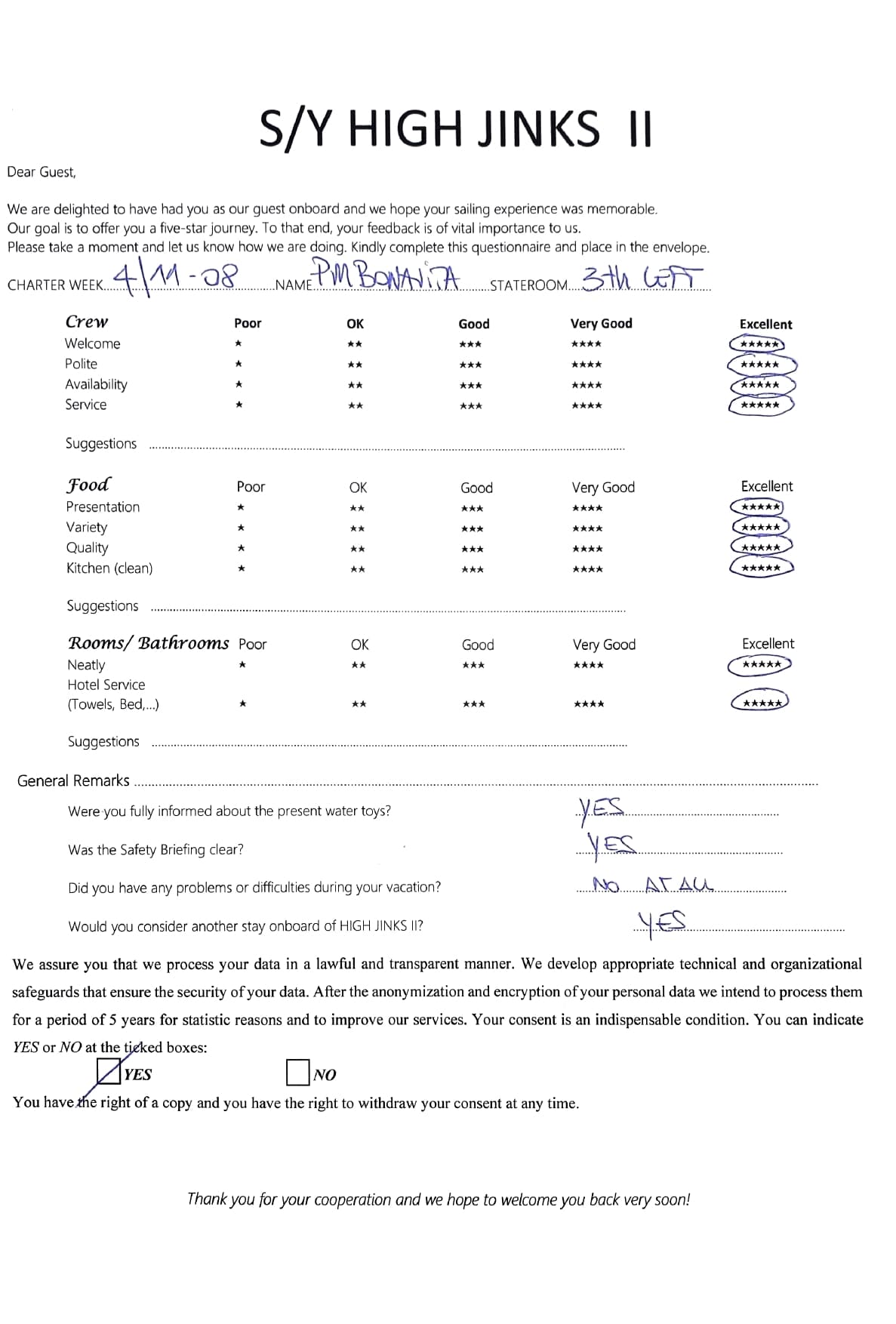 HIGH FIVE guest review