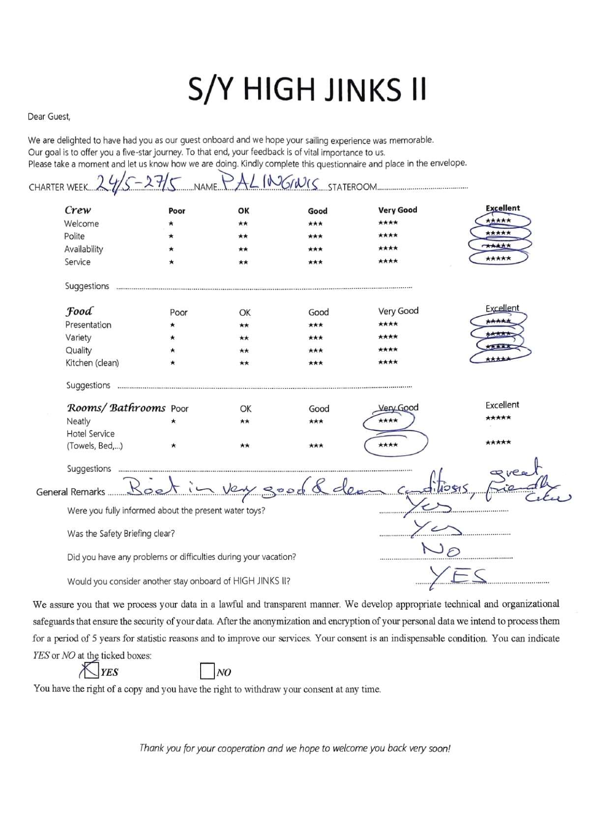 HIGH FIVE guest review