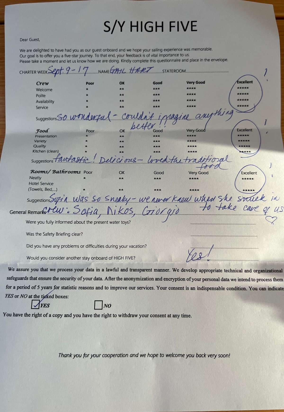 HIGH FIVE guest review