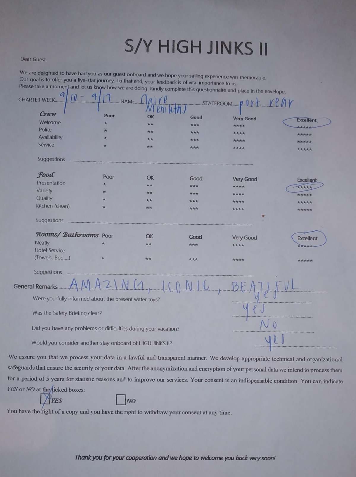 HIGH FIVE guest review