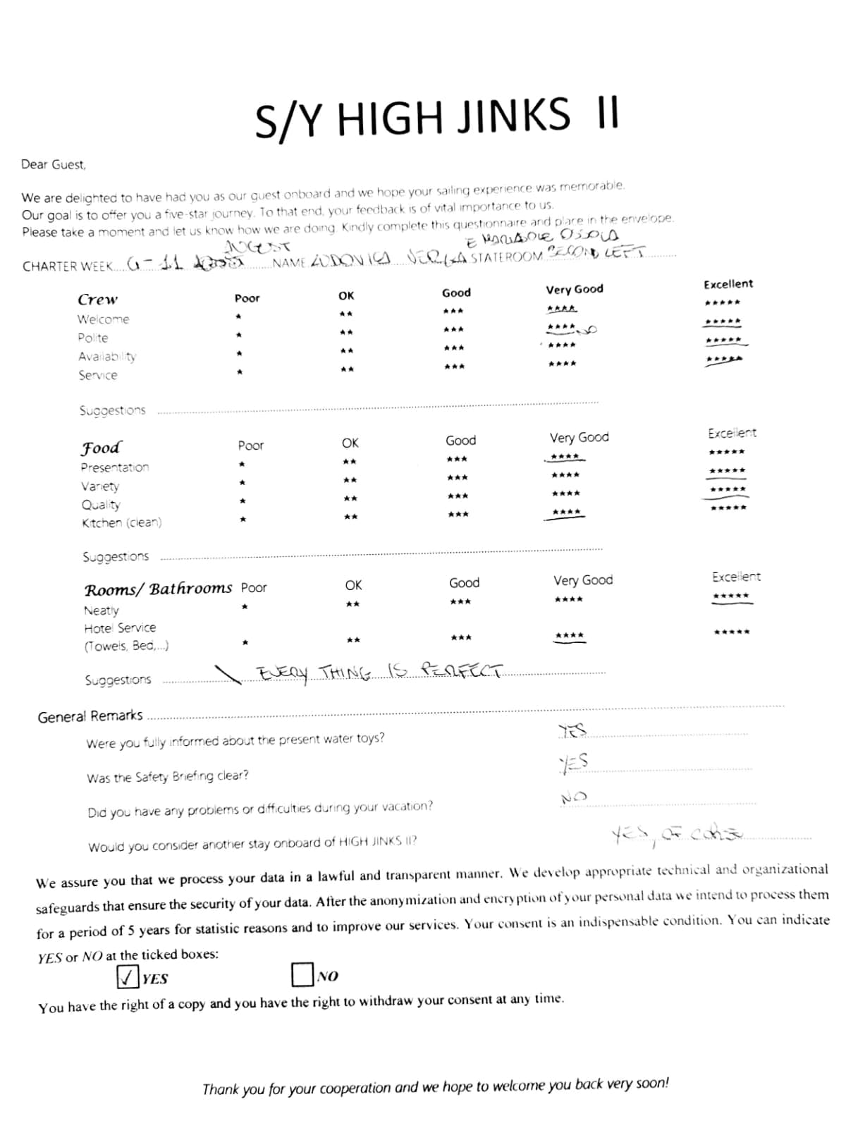 HIGH FIVE guest review