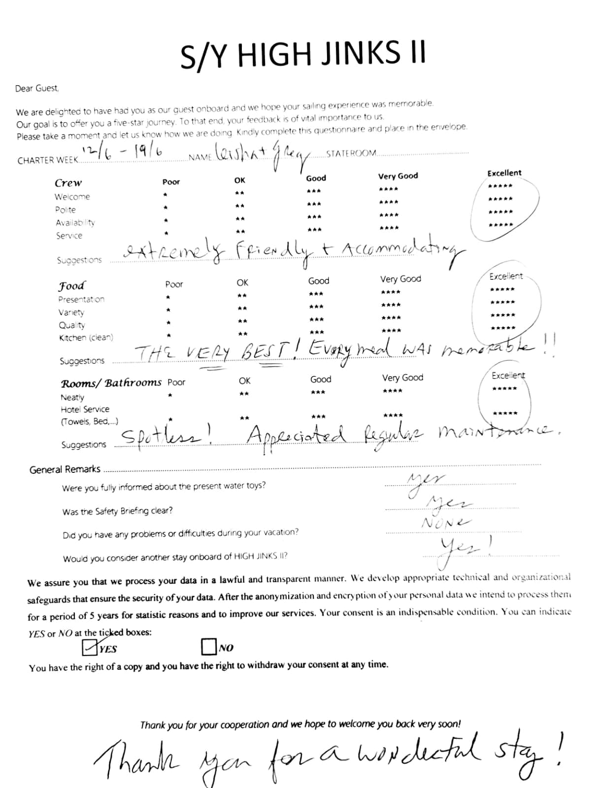 HIGH FIVE guest review