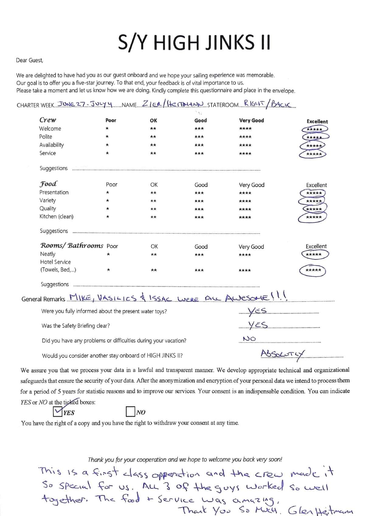 HIGH FIVE guest review
