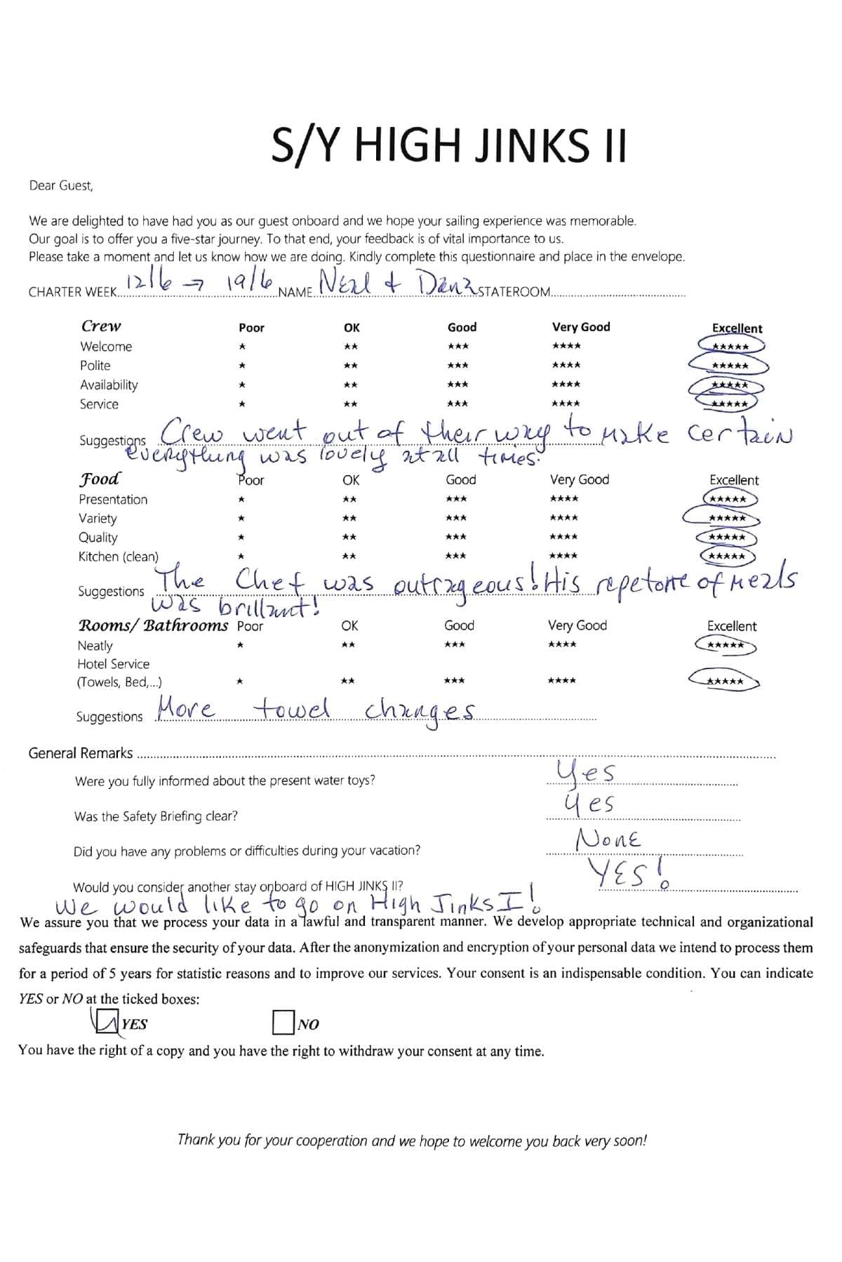 HIGH FIVE guest review