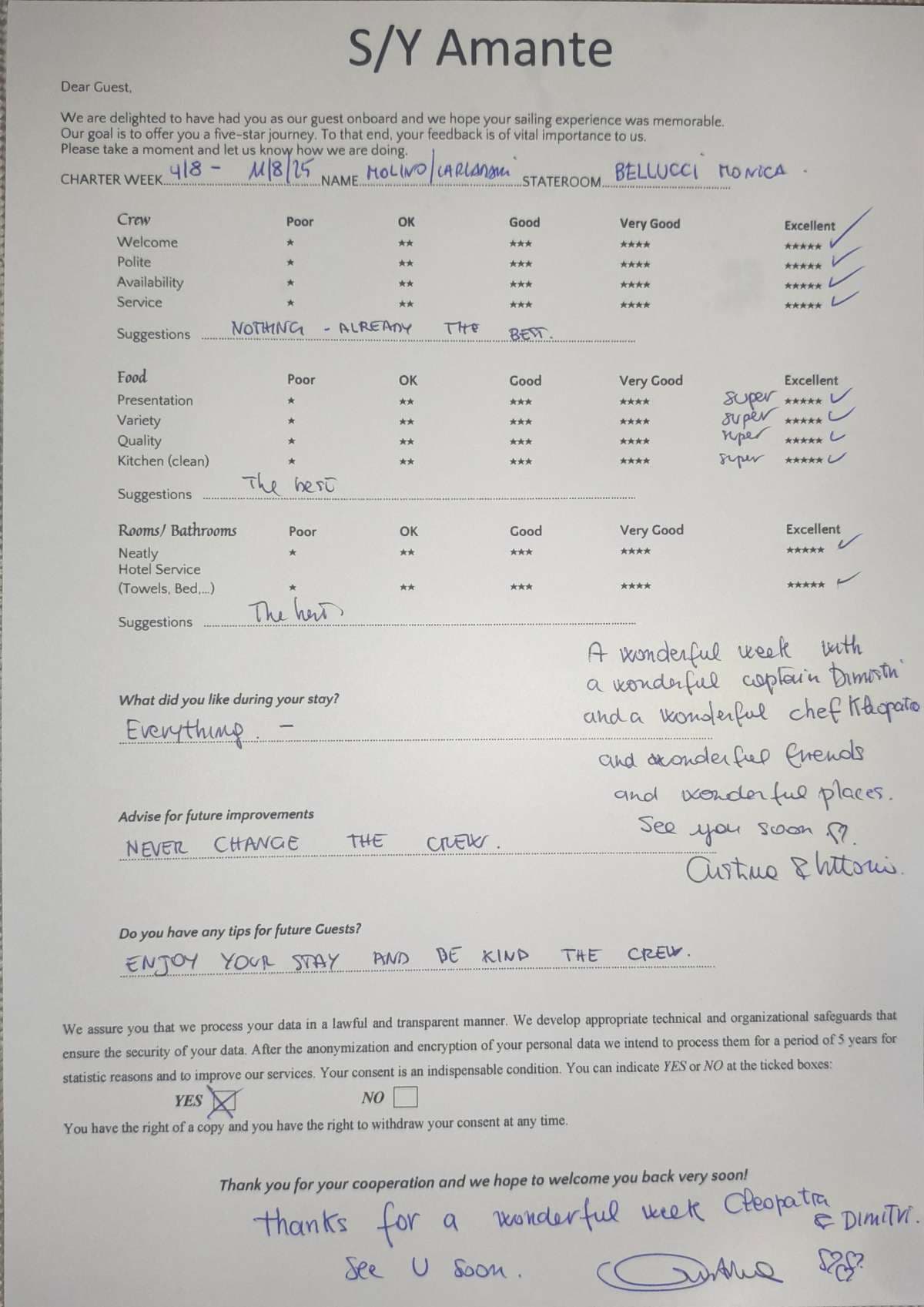AMANTE guest review