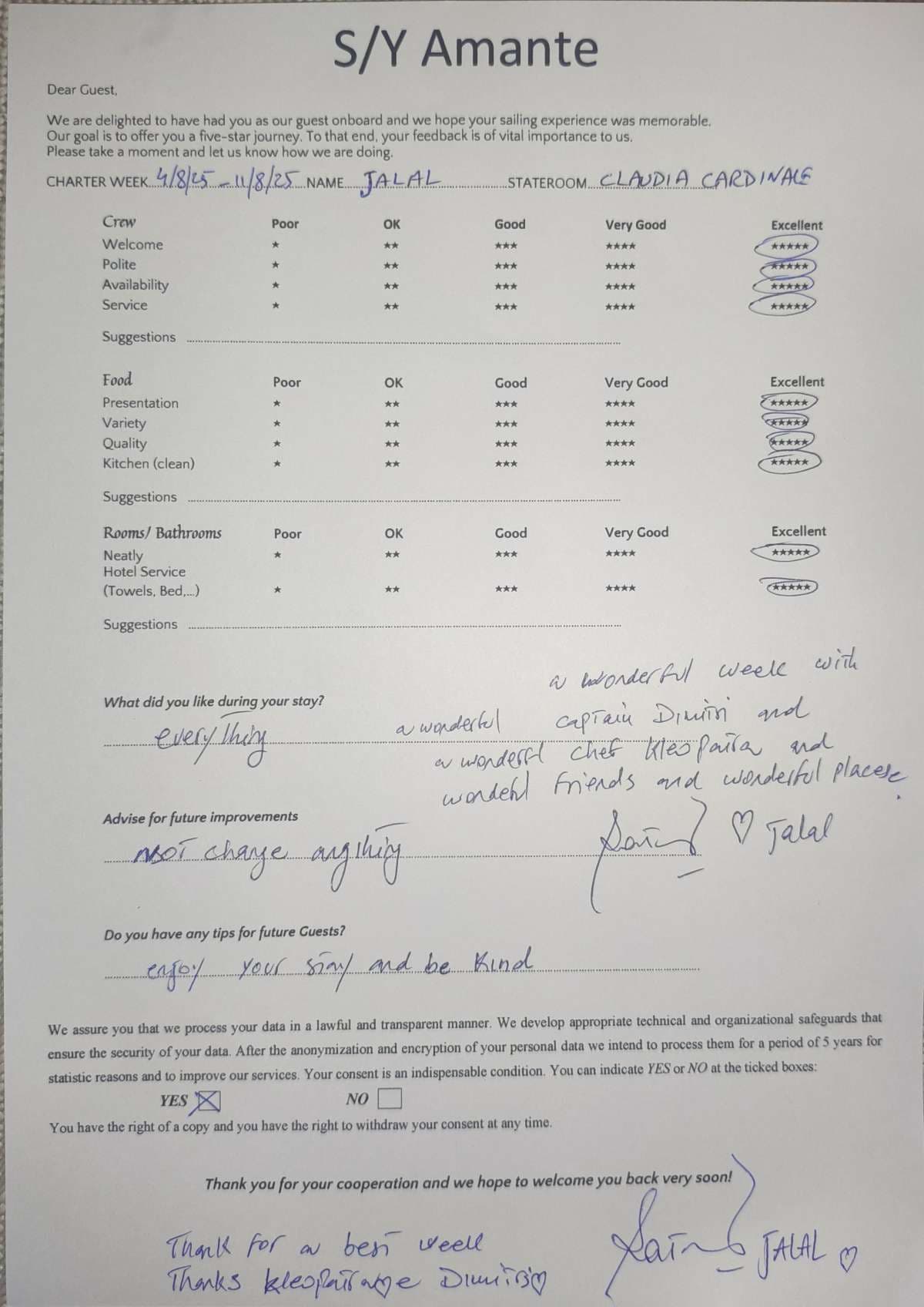 AMANTE guest review