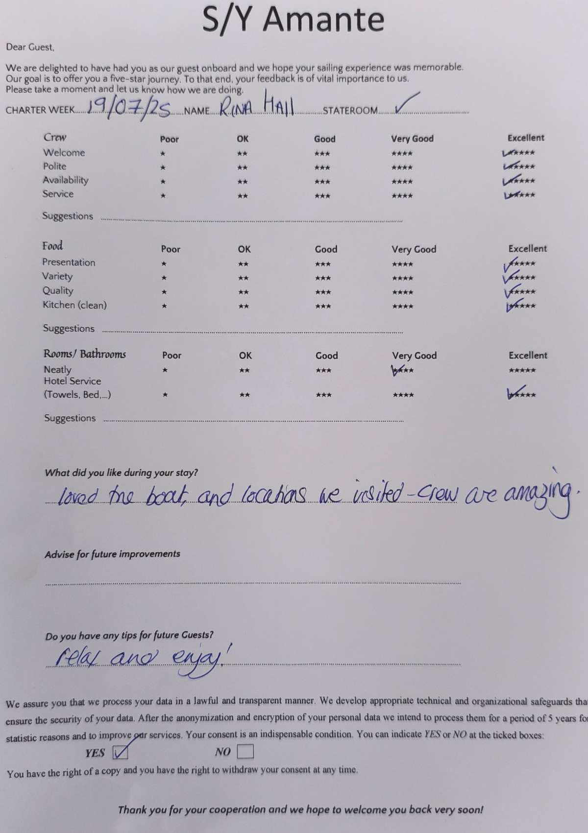 AMANTE guest review