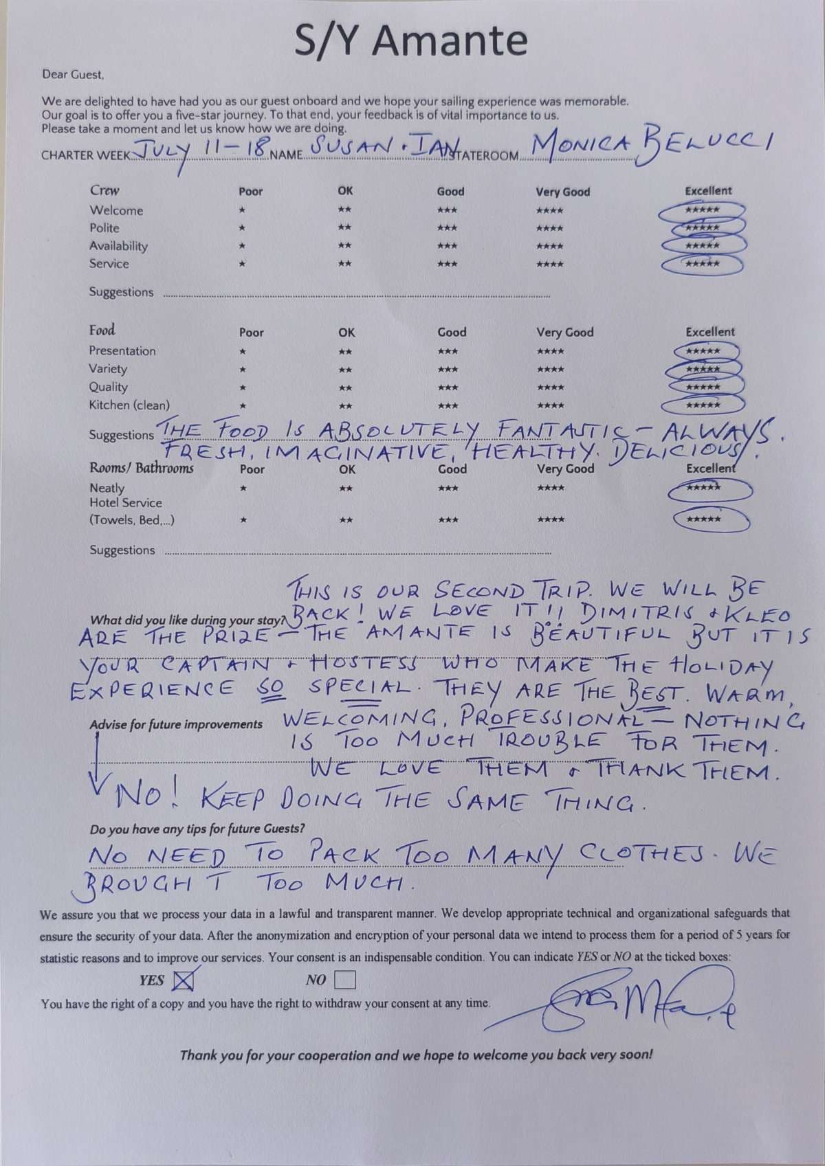 AMANTE guest review
