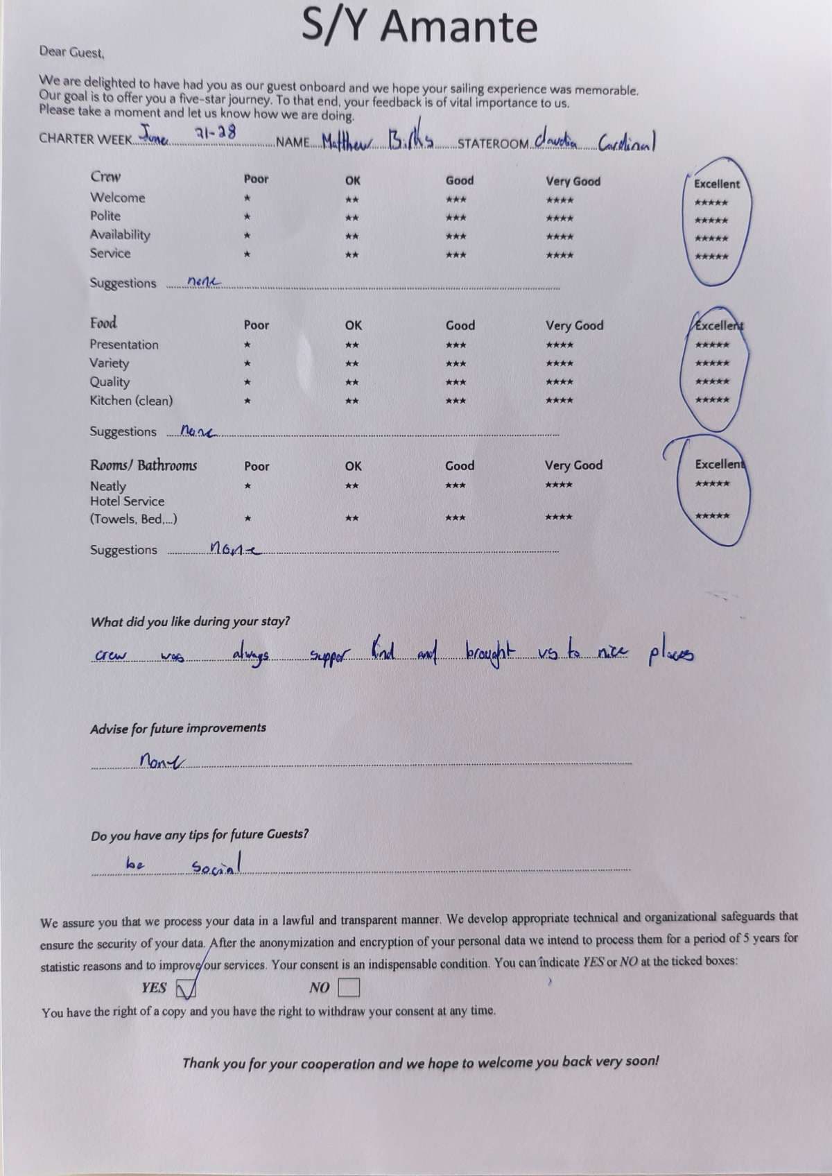 AMANTE guest review
