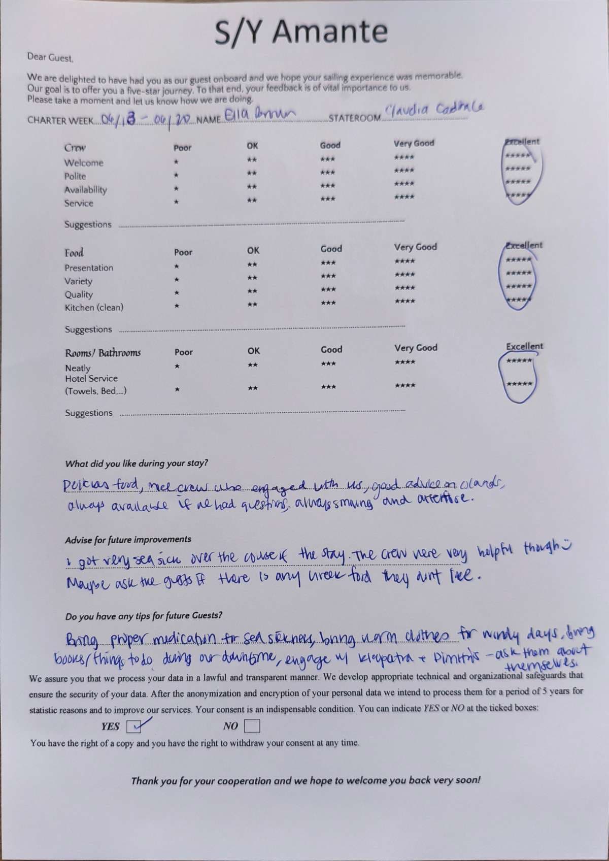 AMANTE guest review