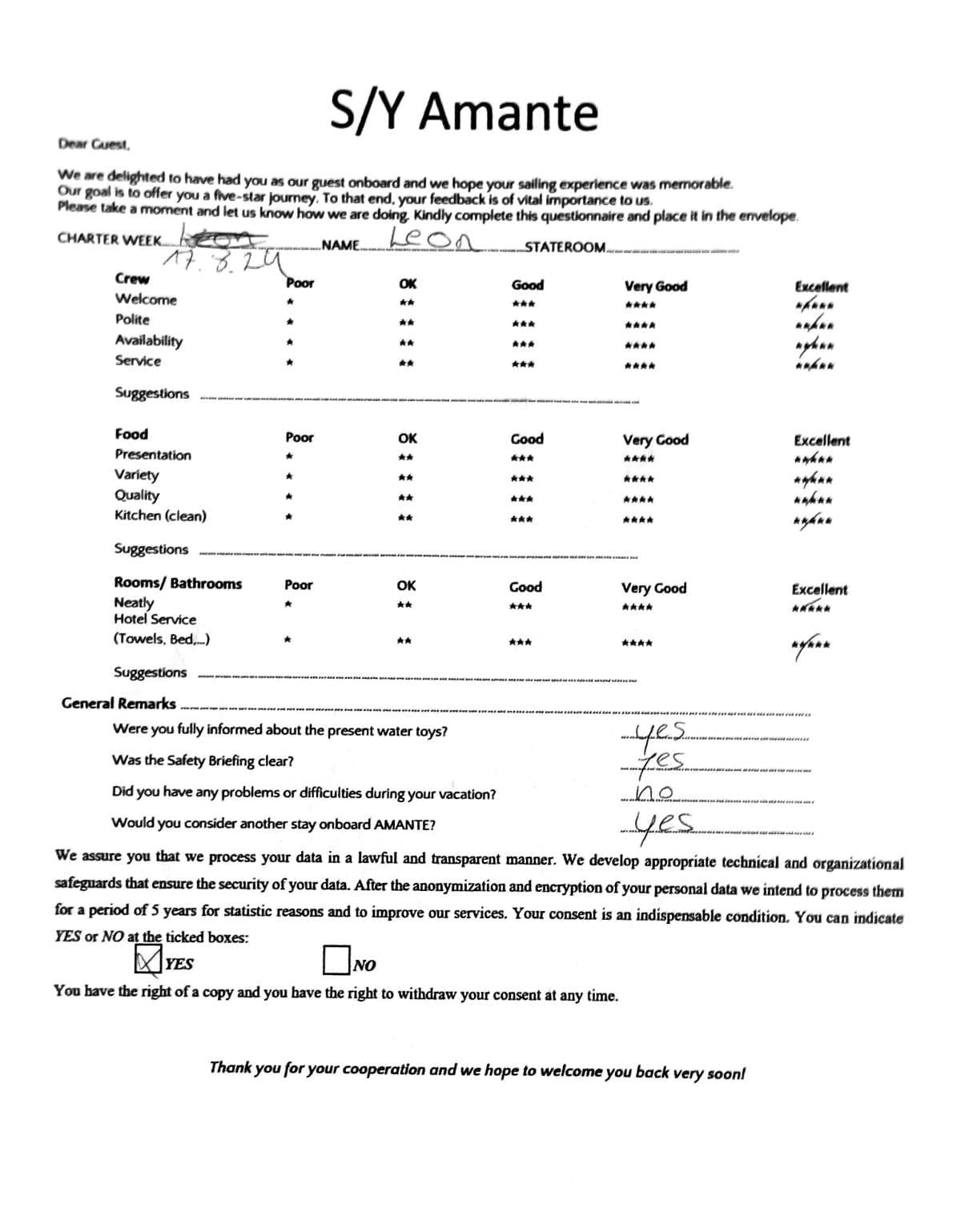 AMANTE guest review