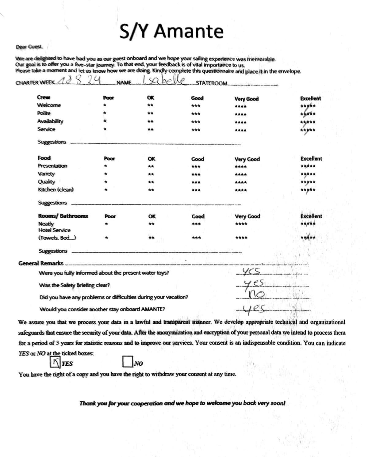 AMANTE guest review