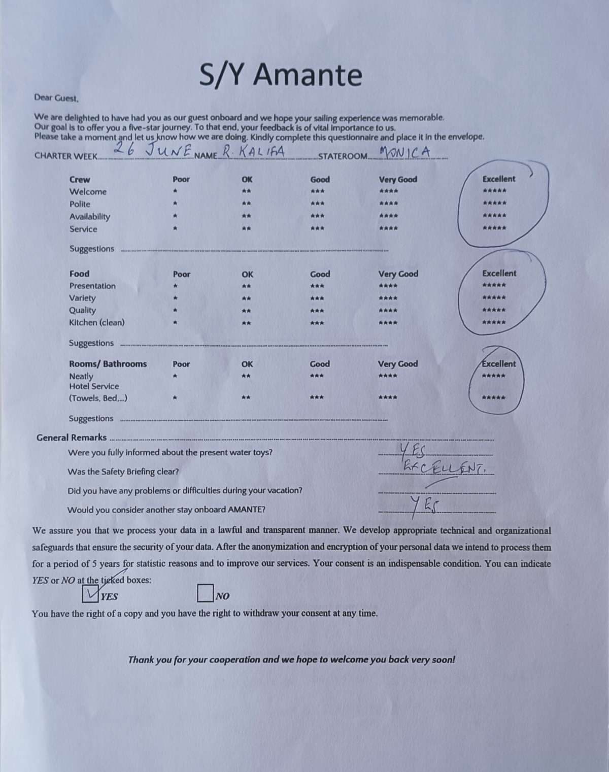 AMANTE guest review