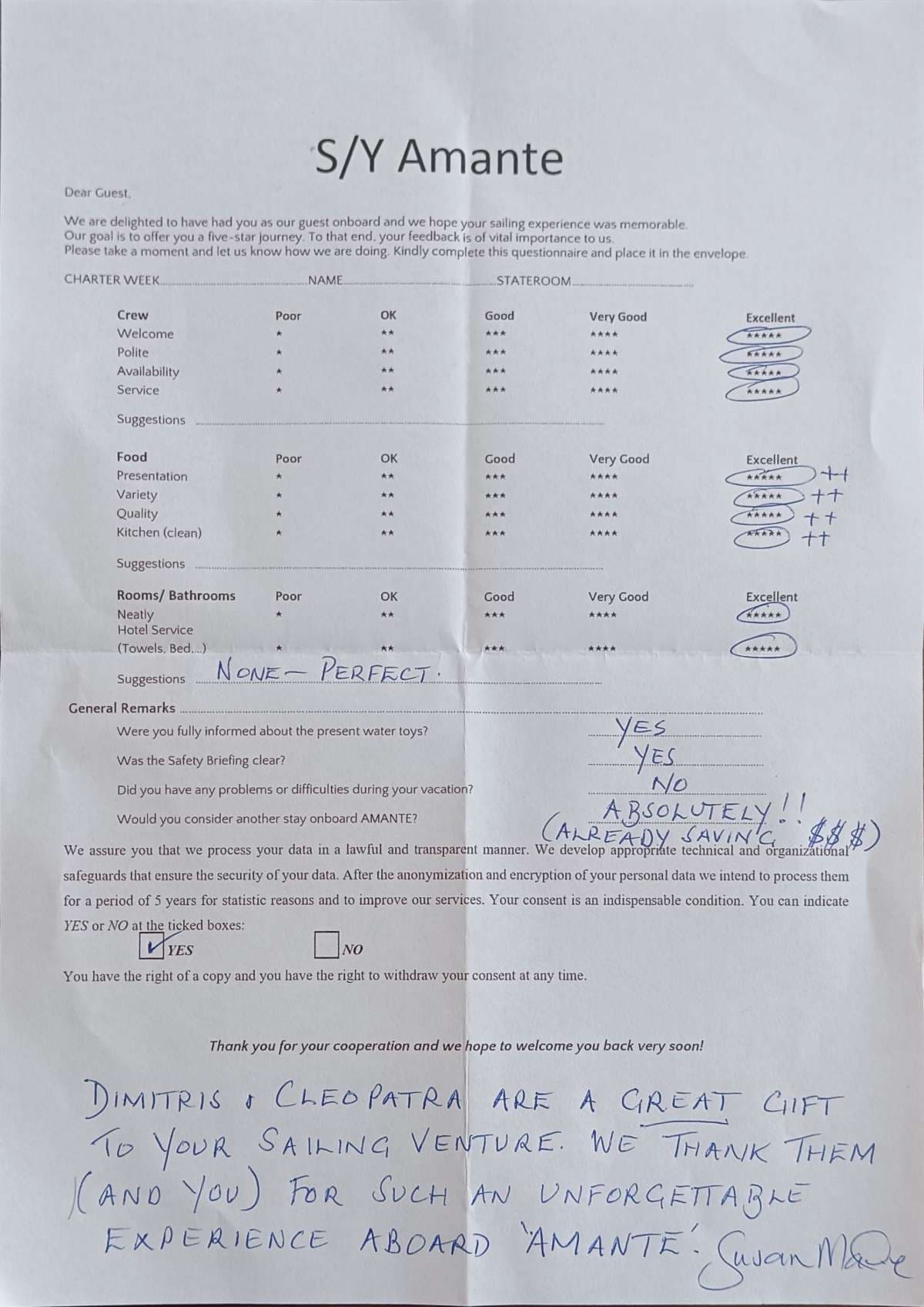 AMANTE guest review