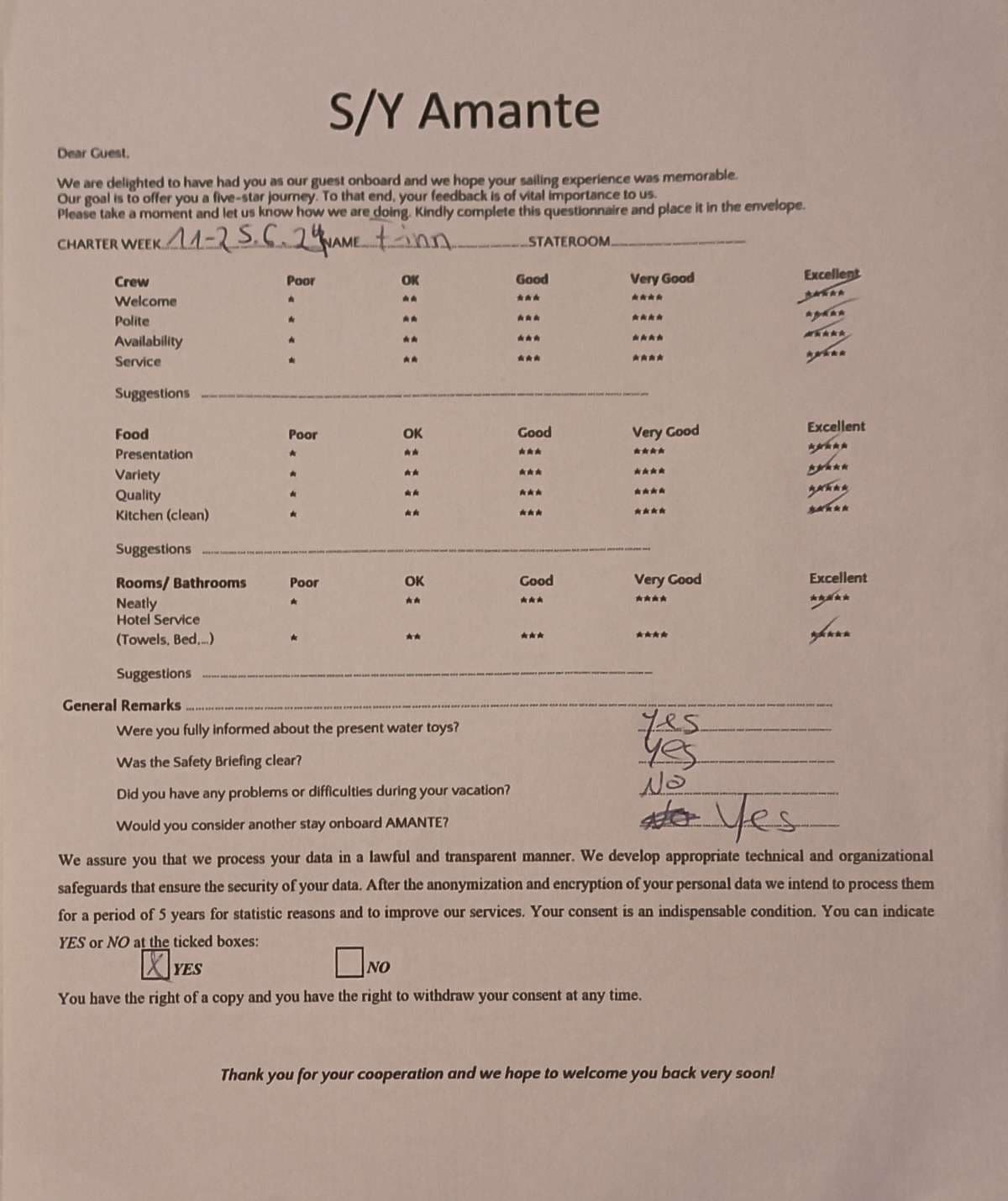 AMANTE guest review