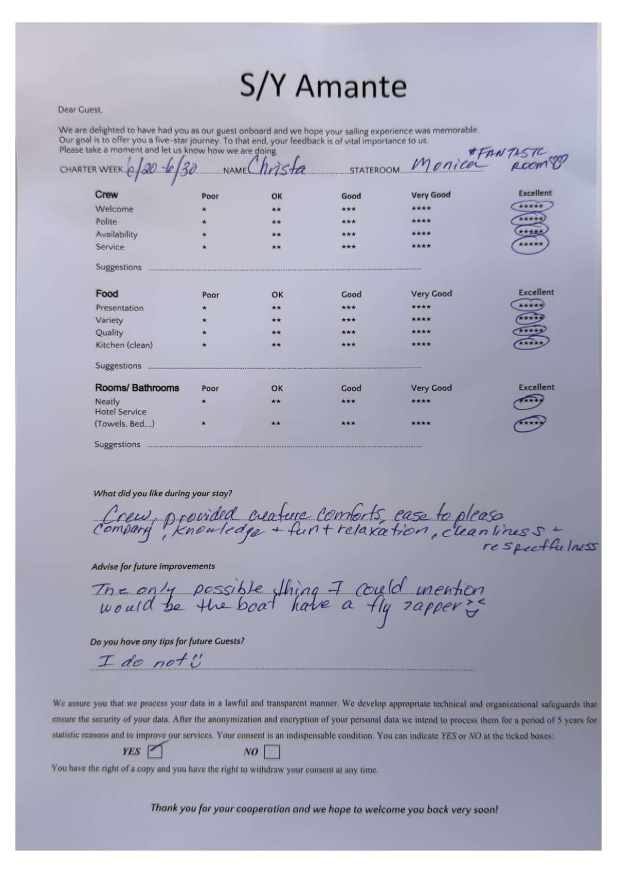 AMANTE guest review